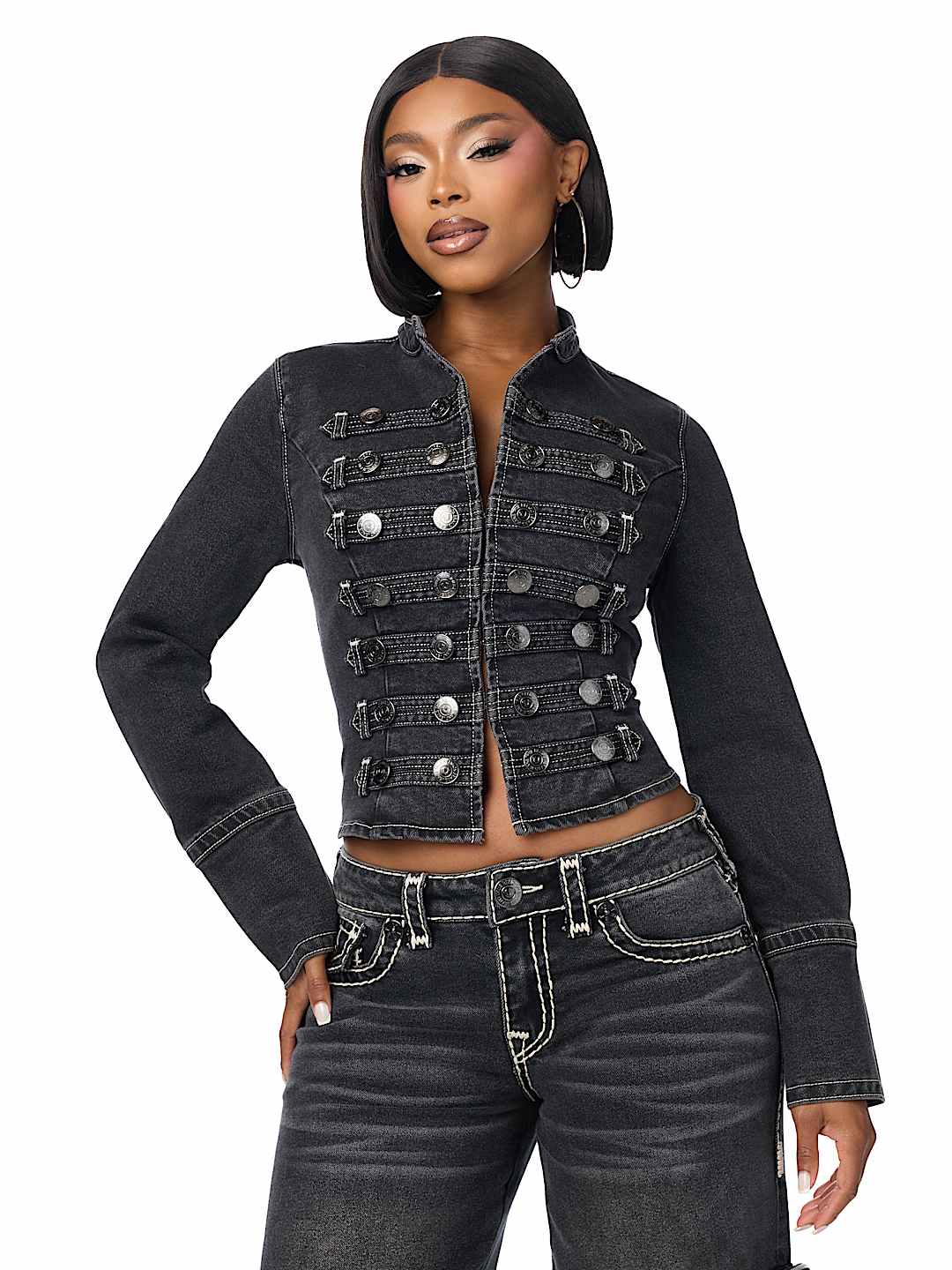 DENIM MILITARY FUR JACKET