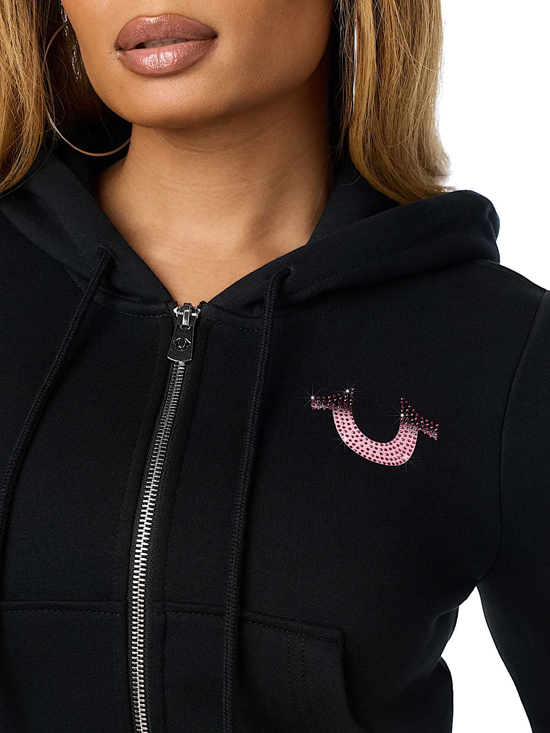 CRYSTAL FLAME SHRUNKEN ZIP HOODIE 