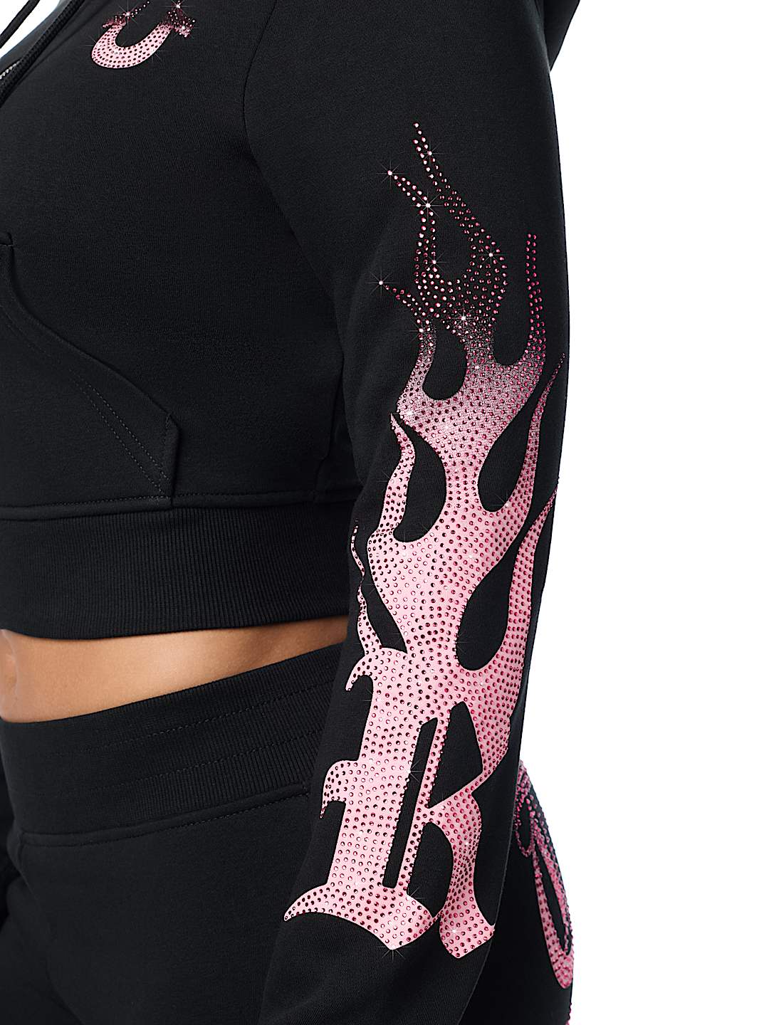 CRYSTAL FLAME SHRUNKEN ZIP HOODIE 