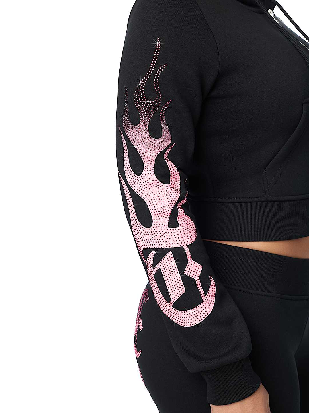 CRYSTAL FLAME SHRUNKEN ZIP HOODIE 