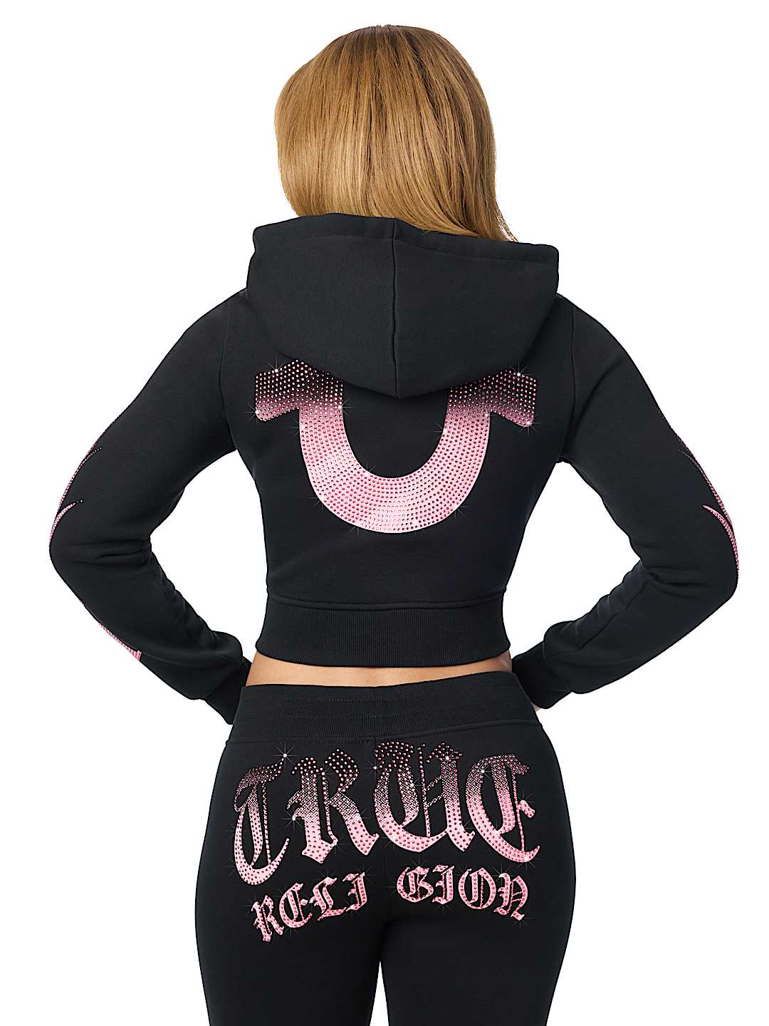 CRYSTAL FLAME SHRUNKEN ZIP HOODIE 