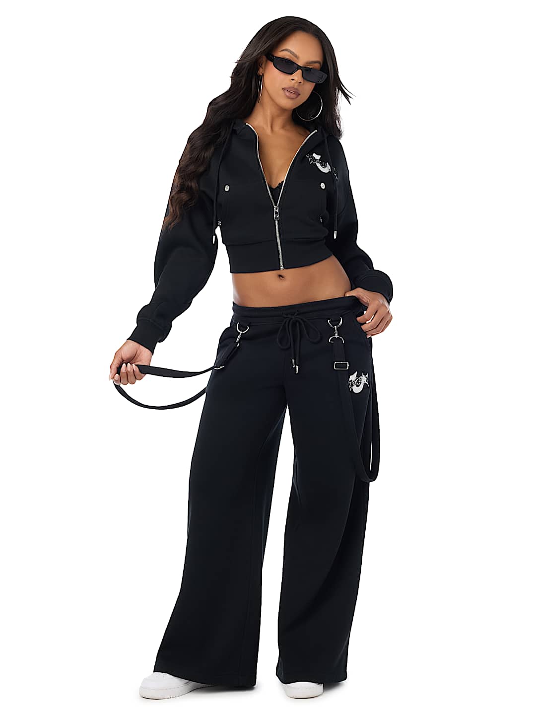 EMBROIDERED OVERALL BAGGY SWEATPANT
