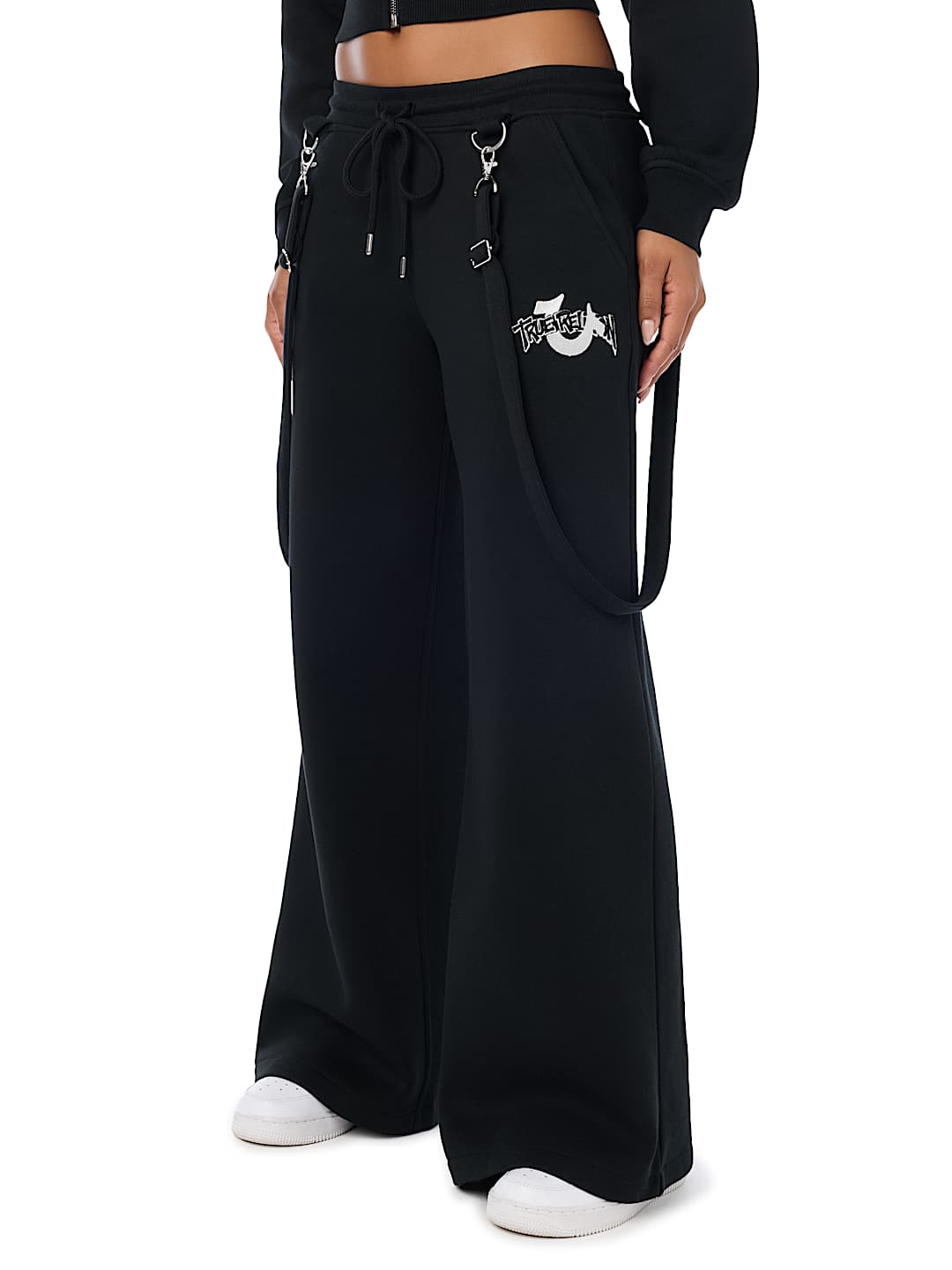 EMBROIDERED OVERALL BAGGY SWEATPANT