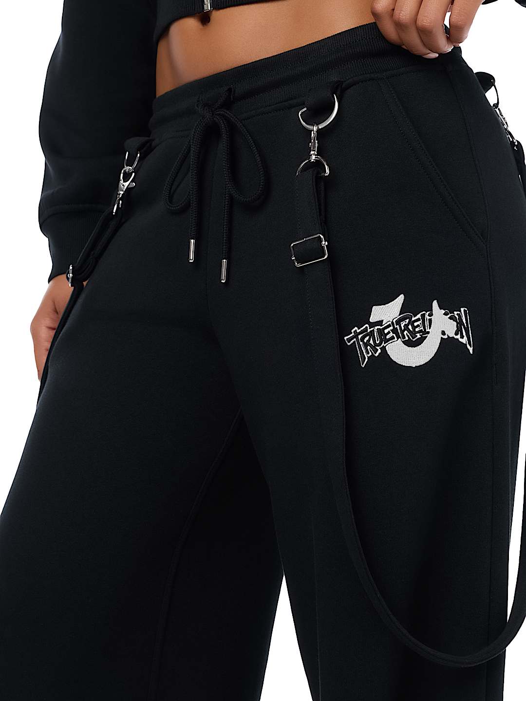 EMBROIDERED OVERALL BAGGY SWEATPANT