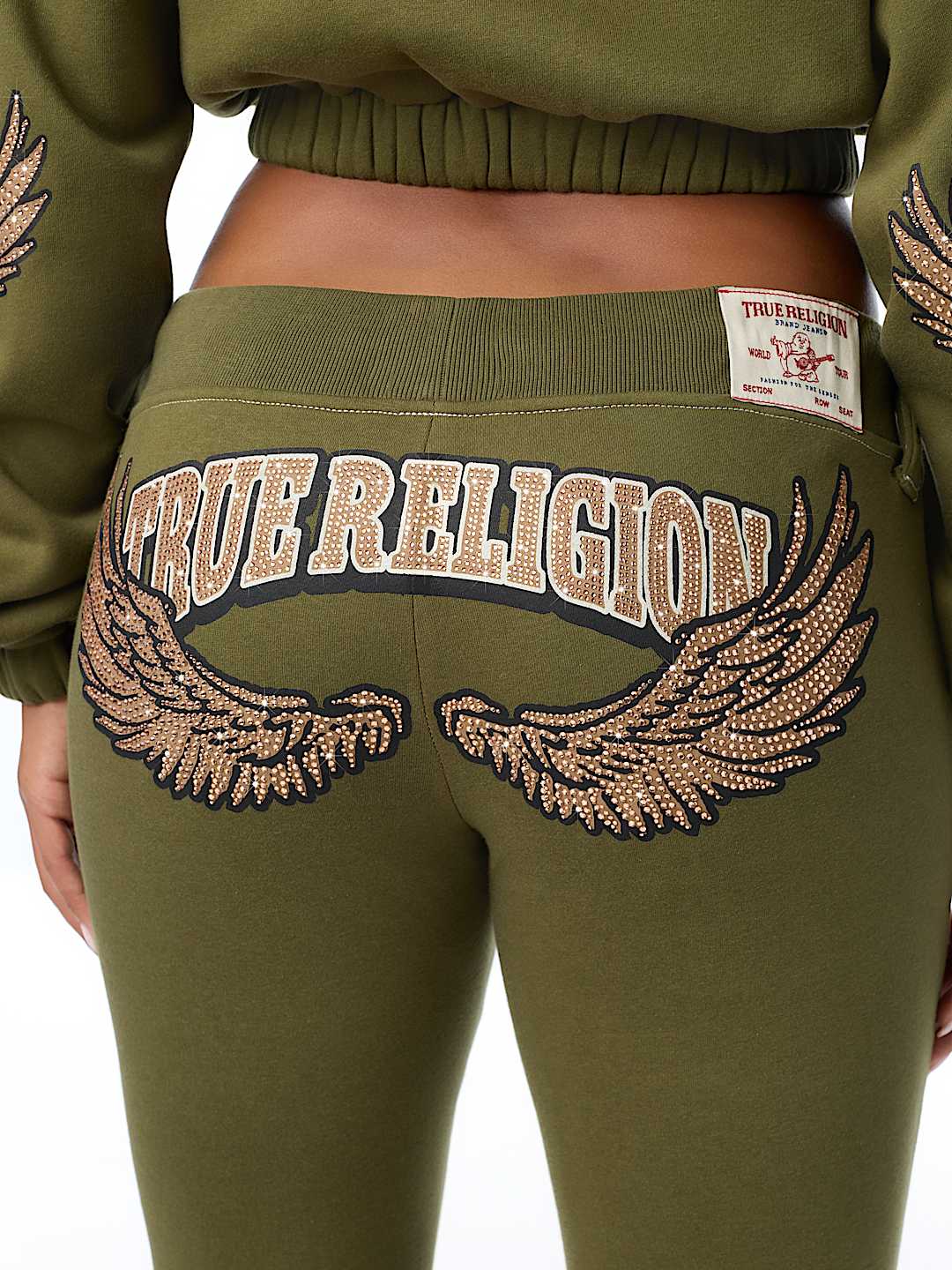 CRYSTAL WING MID RISE BOOTCUT SWEATPANT