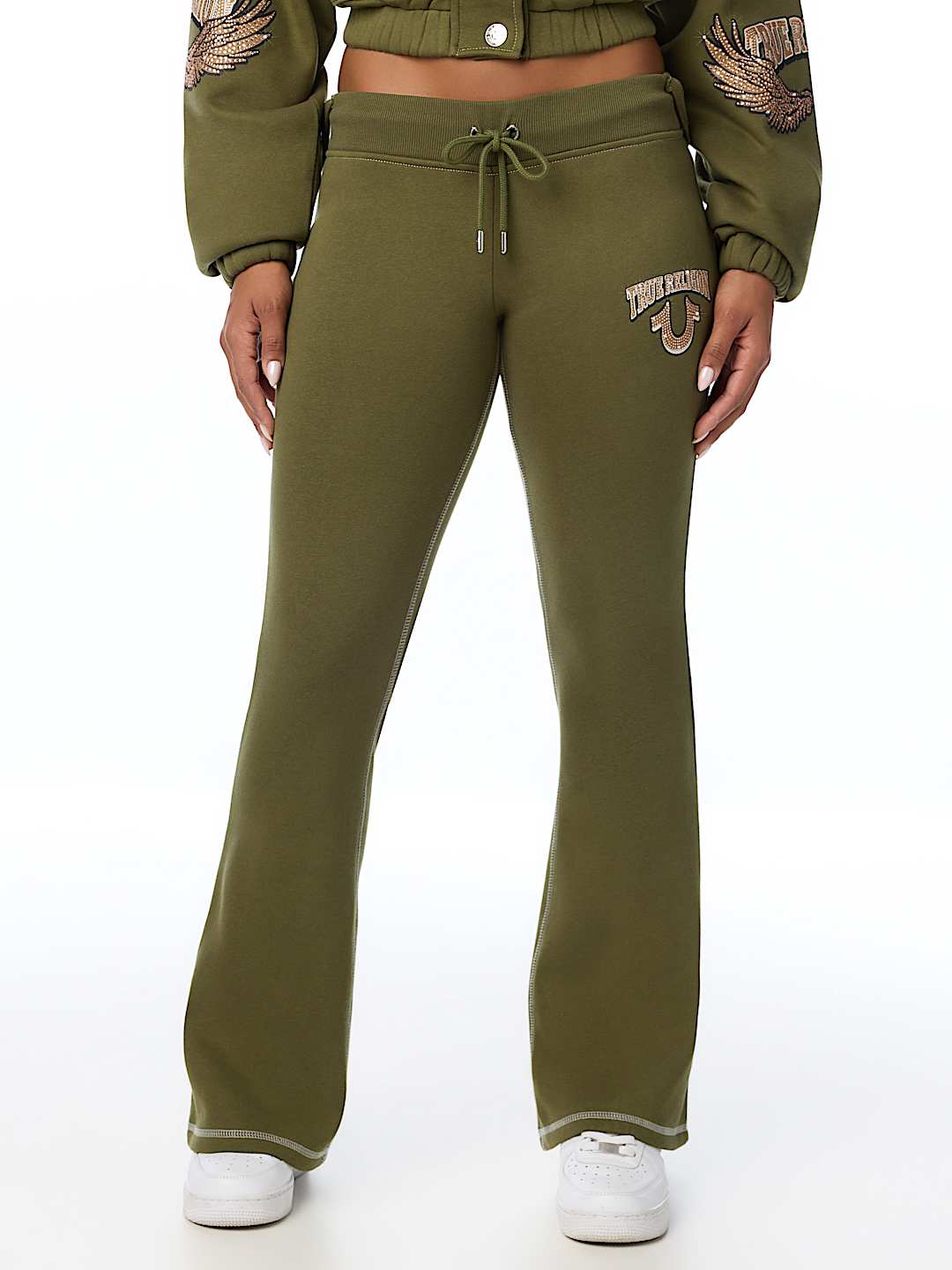 CRYSTAL WING MID RISE BOOTCUT SWEATPANT