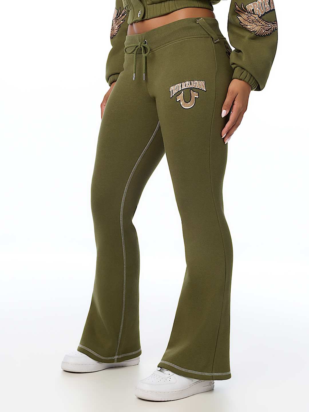 CRYSTAL WING MID RISE BOOTCUT SWEATPANT