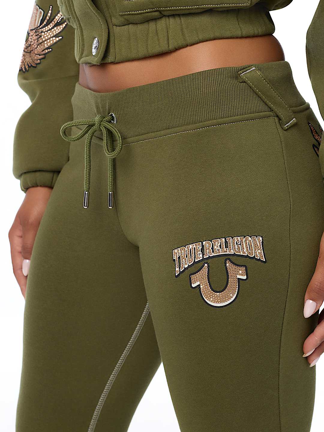 CRYSTAL WING MID RISE BOOTCUT SWEATPANT