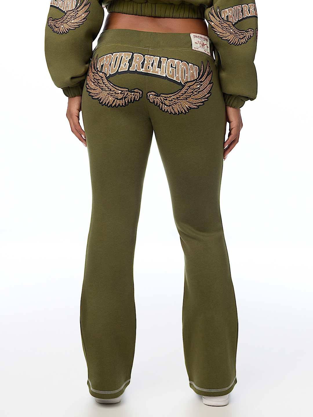 CRYSTAL WING MID RISE BOOTCUT SWEATPANT