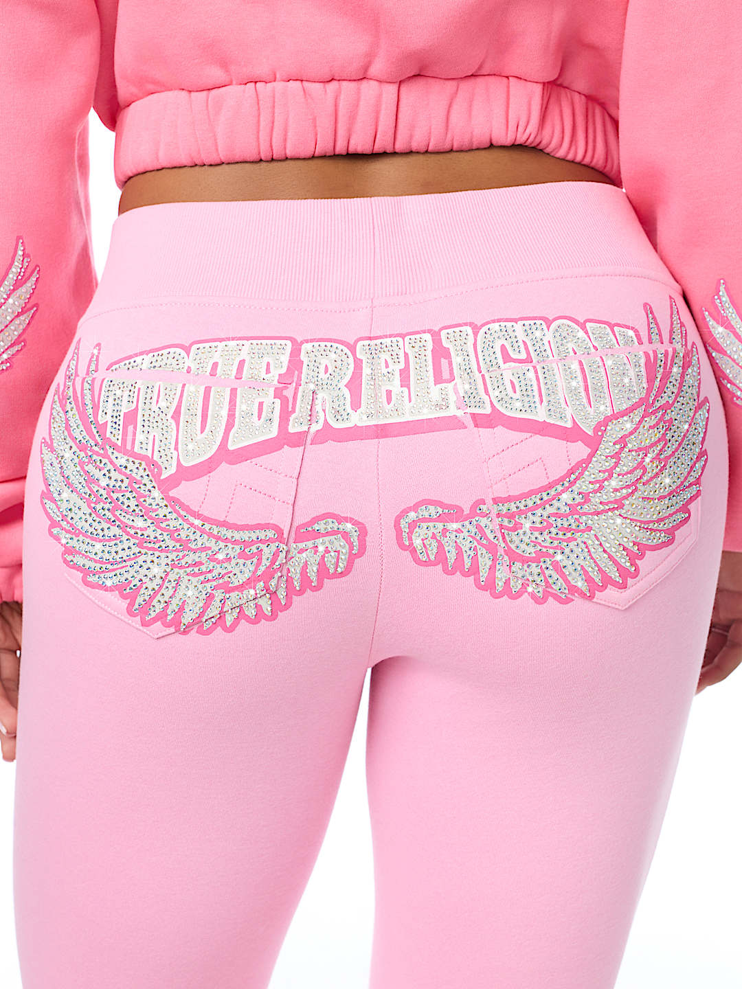 CRYSTAL WING MID RISE BOOTCUT SWEATPANT