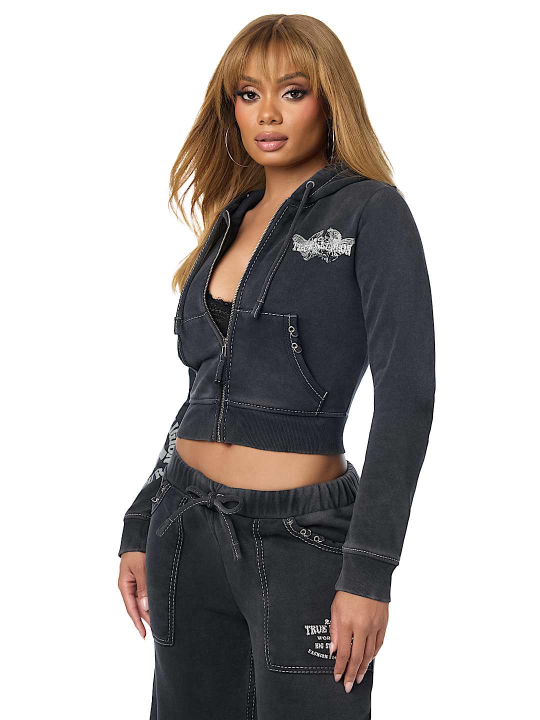 WASHED BIG T PIERCING HOODIE