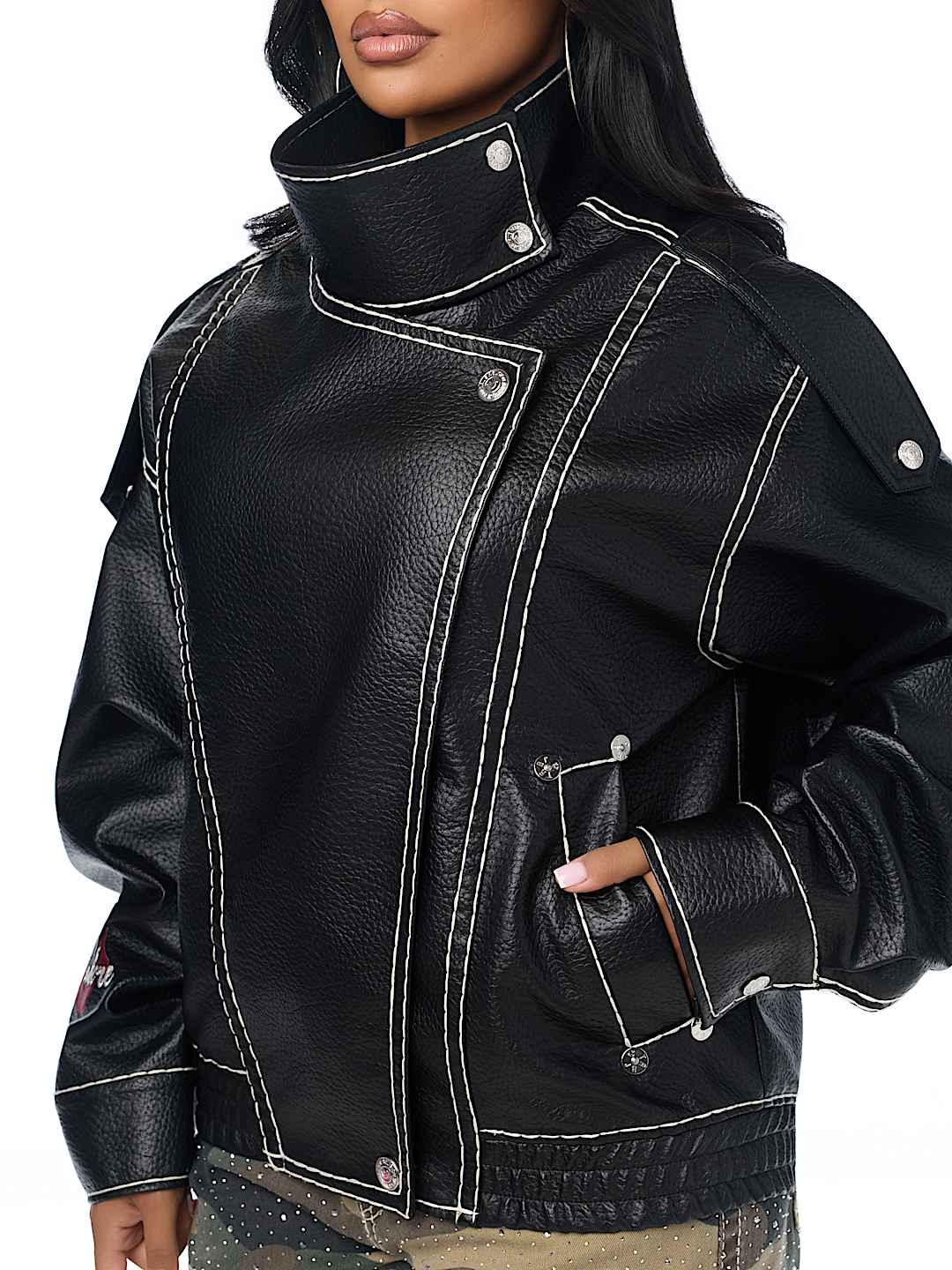 SUPER T FAUX LEATHER JACKET