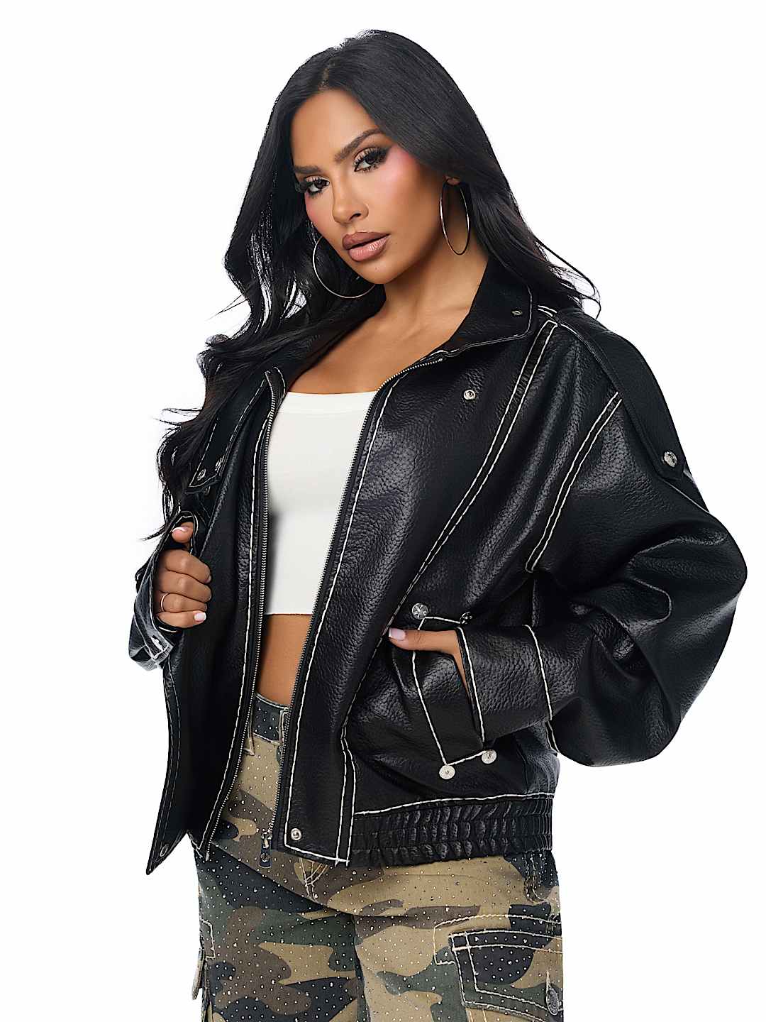 SUPER T FAUX LEATHER JACKET