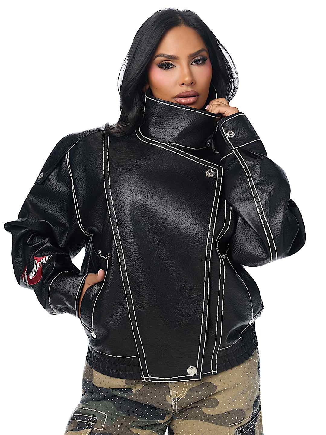 SUPER T FAUX LEATHER JACKET