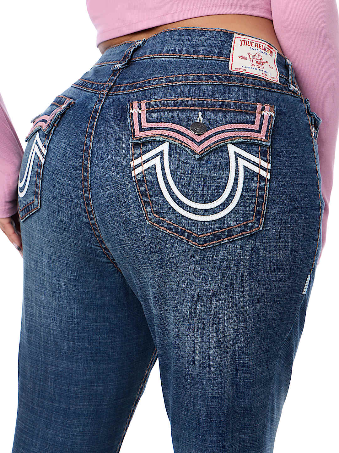 PLUS BECCA MID RISE APPLIQU&Eacute; SUPER T FLAP BOOTCUT JEAN
