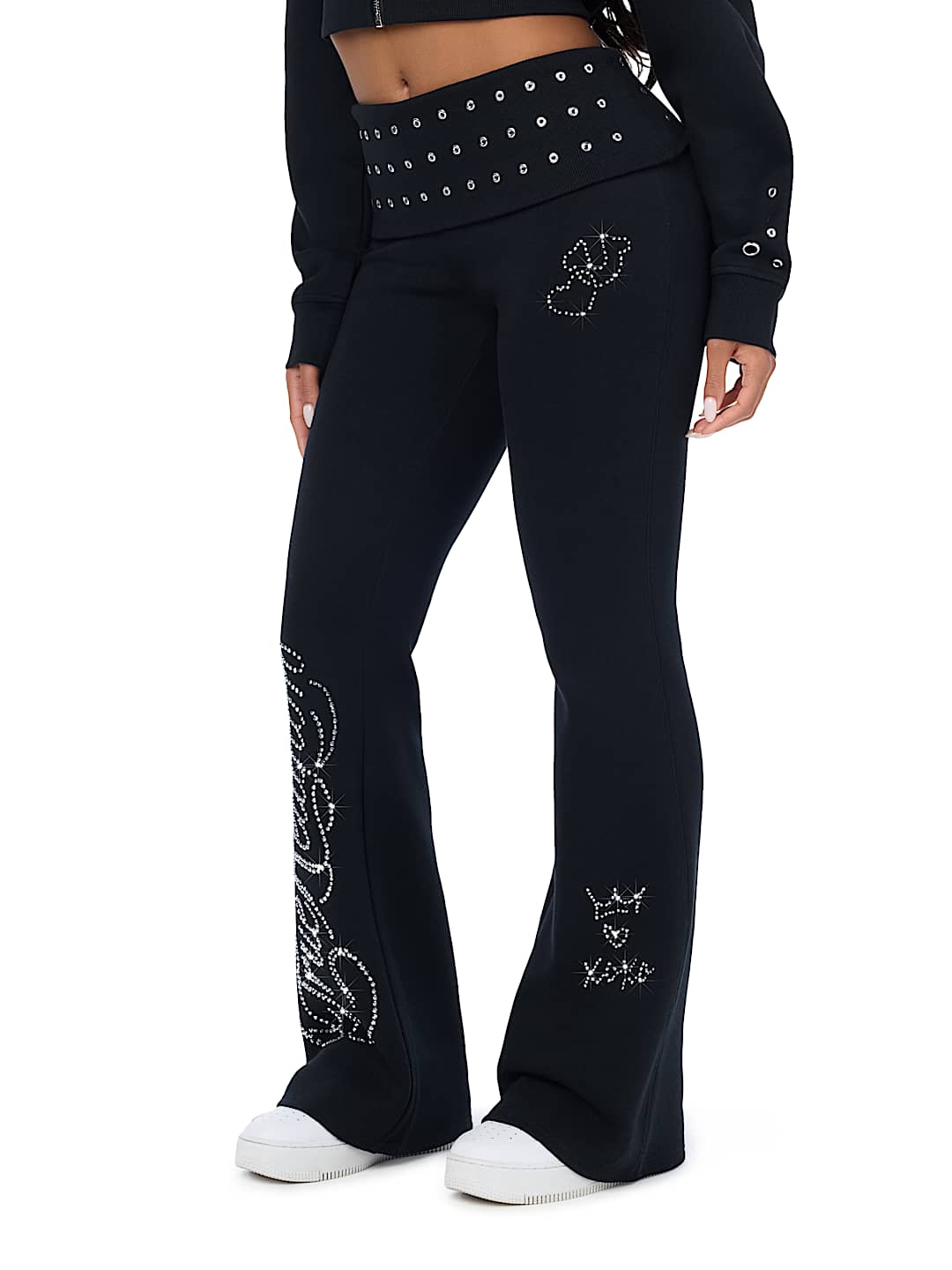 EYELET FOLDOVER BOOTCUT SWEATPANT
