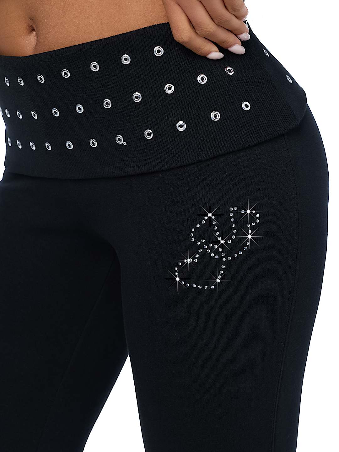 EYELET FOLDOVER BOOTCUT SWEATPANT
