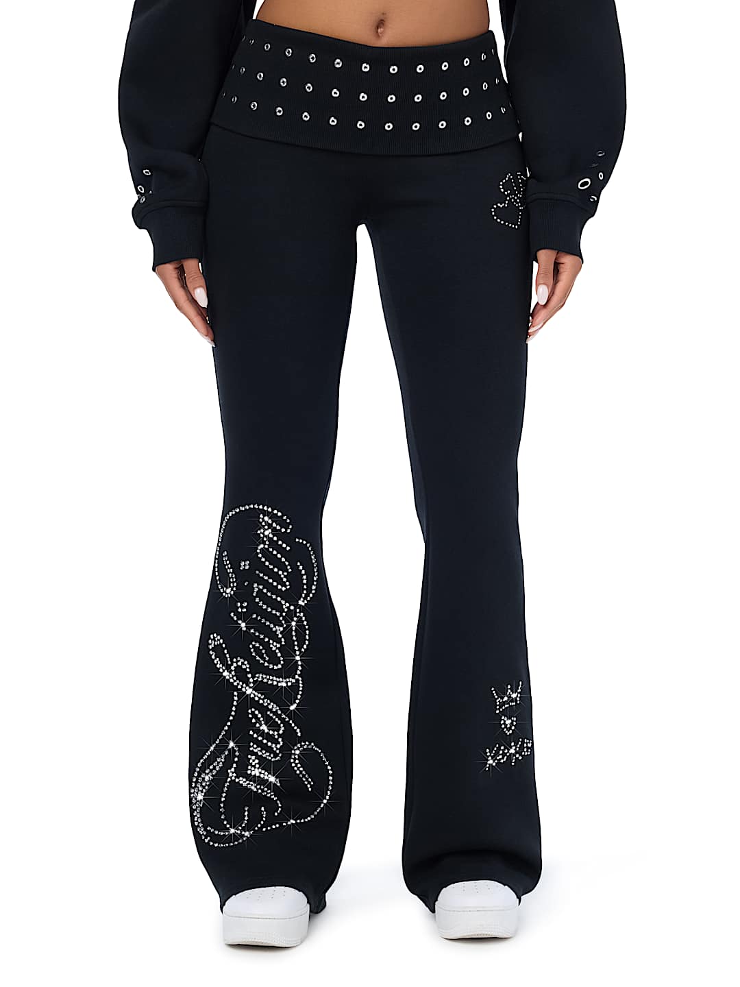 EYELET FOLDOVER BOOTCUT SWEATPANT