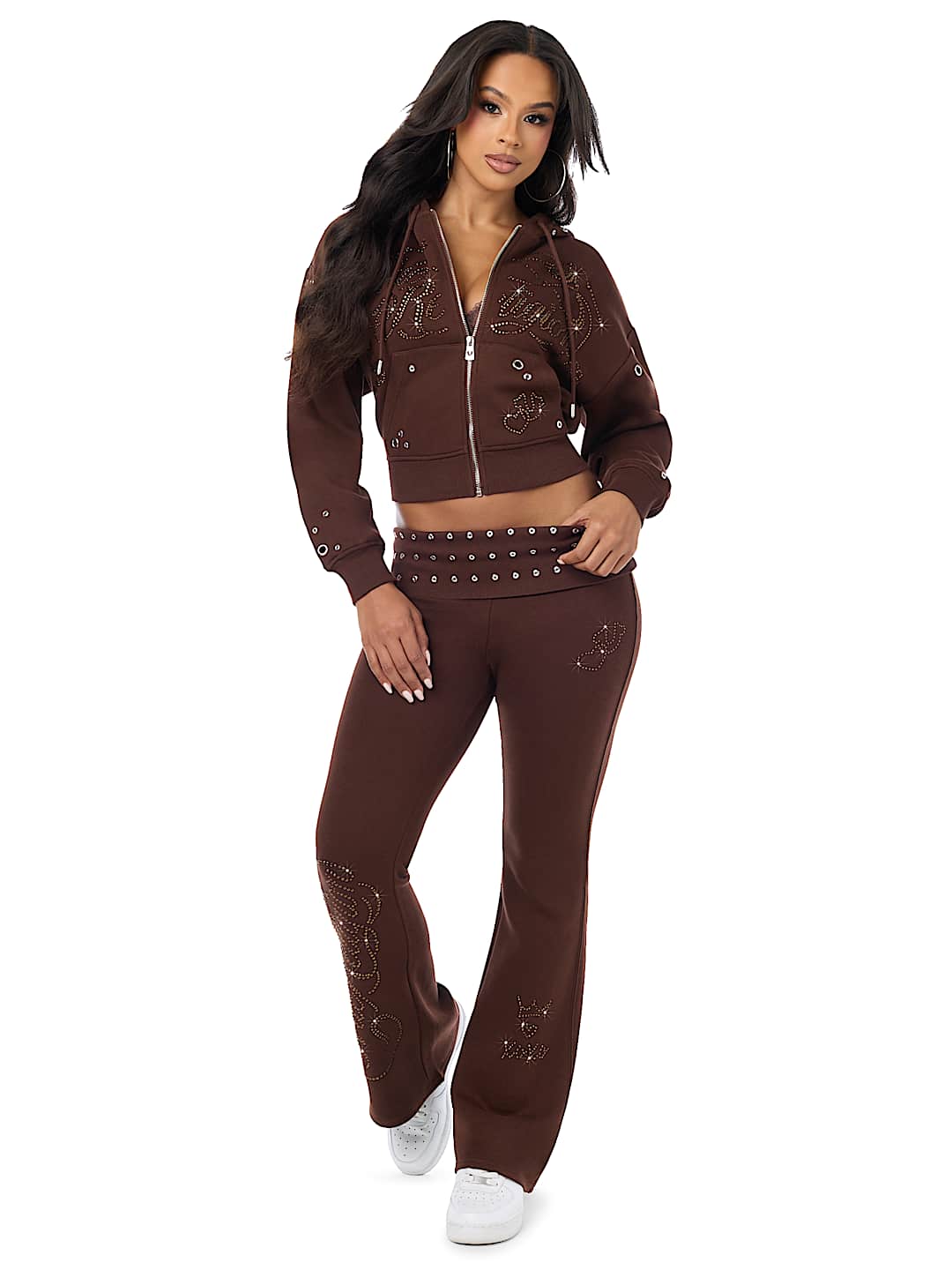 EYELET FOLDOVER BOOTCUT SWEATPANT