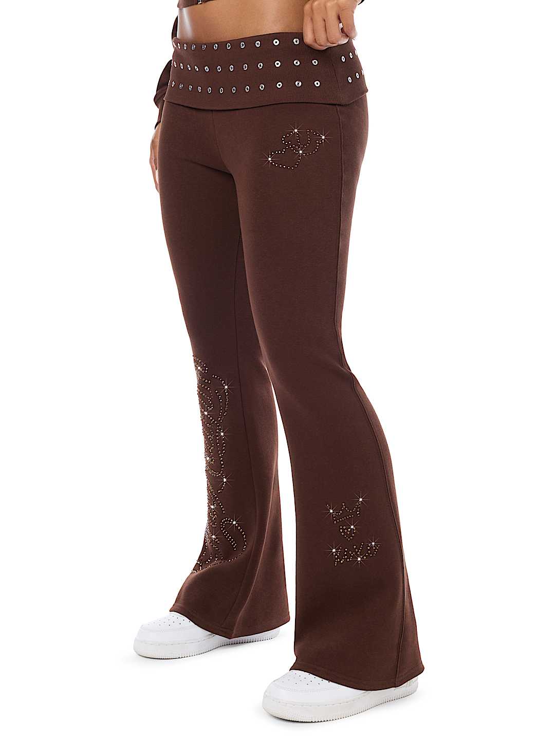 EYELET FOLDOVER BOOTCUT SWEATPANT