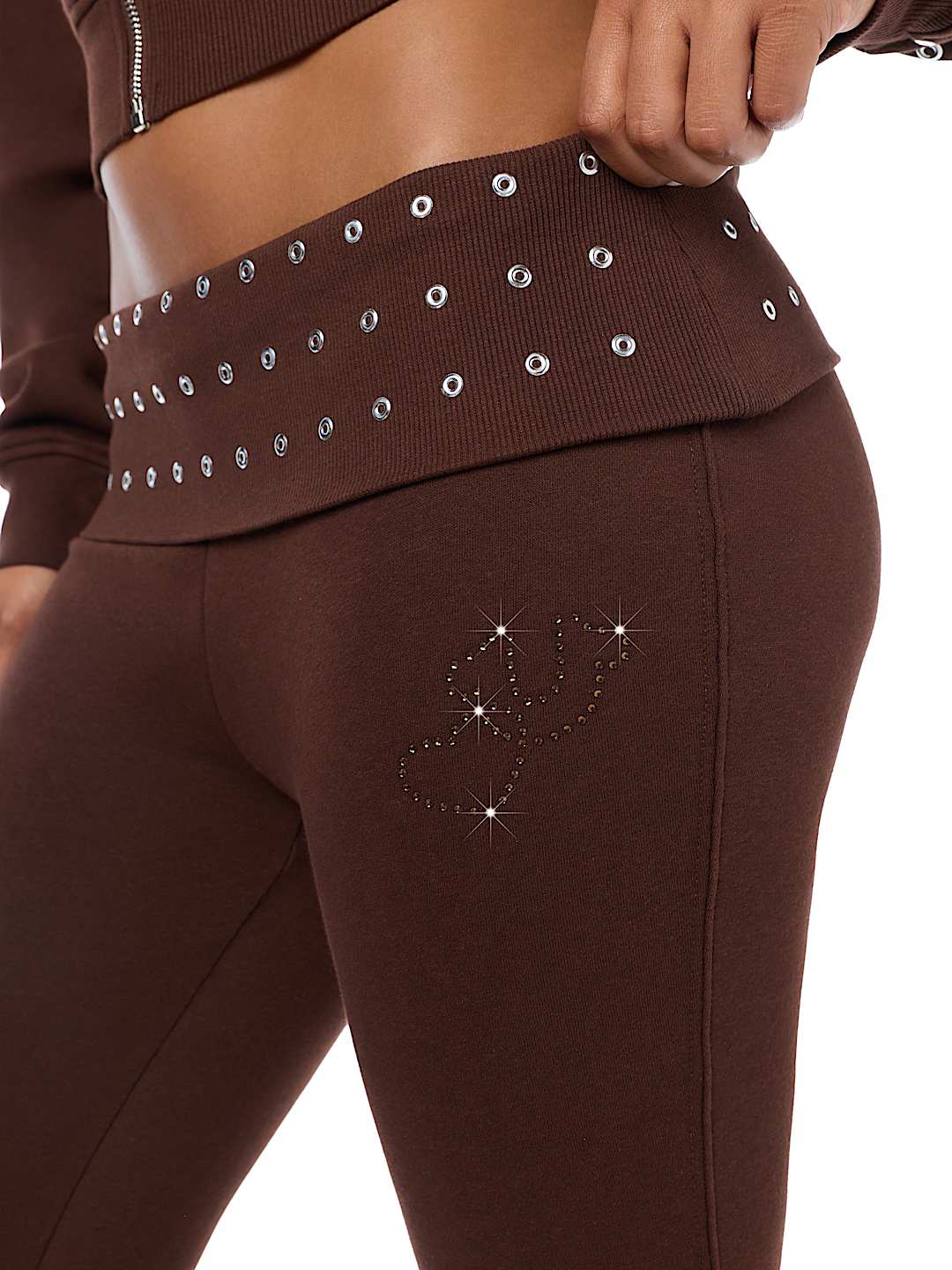 EYELET FOLDOVER BOOTCUT SWEATPANT