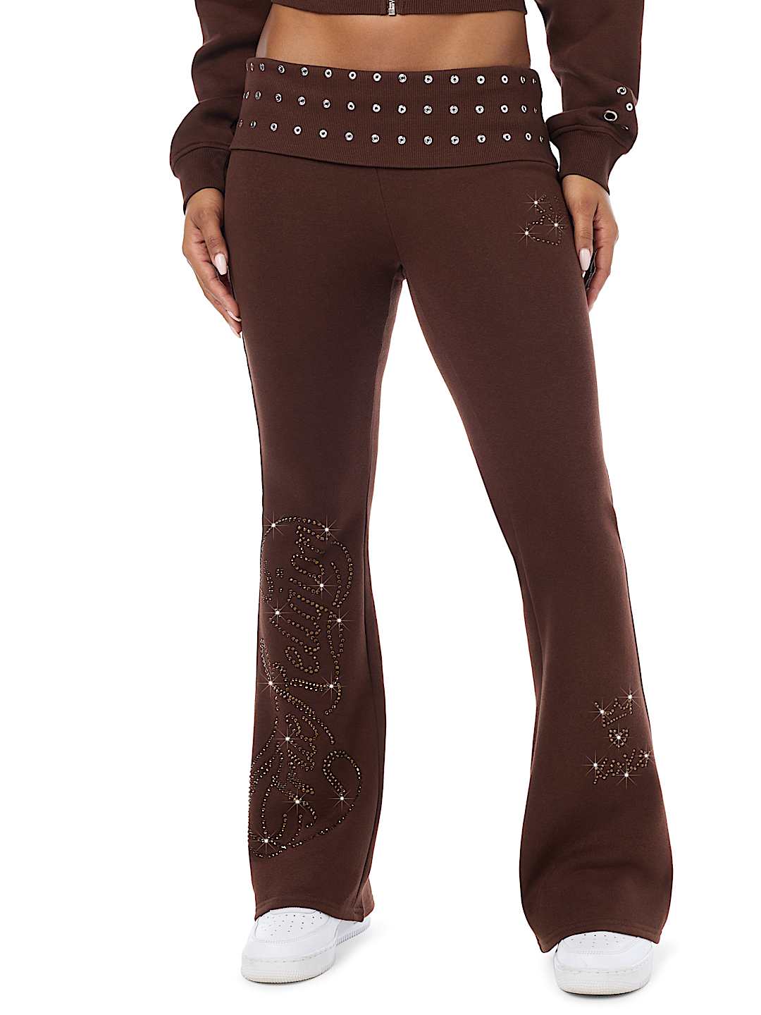EYELET FOLDOVER BOOTCUT SWEATPANT