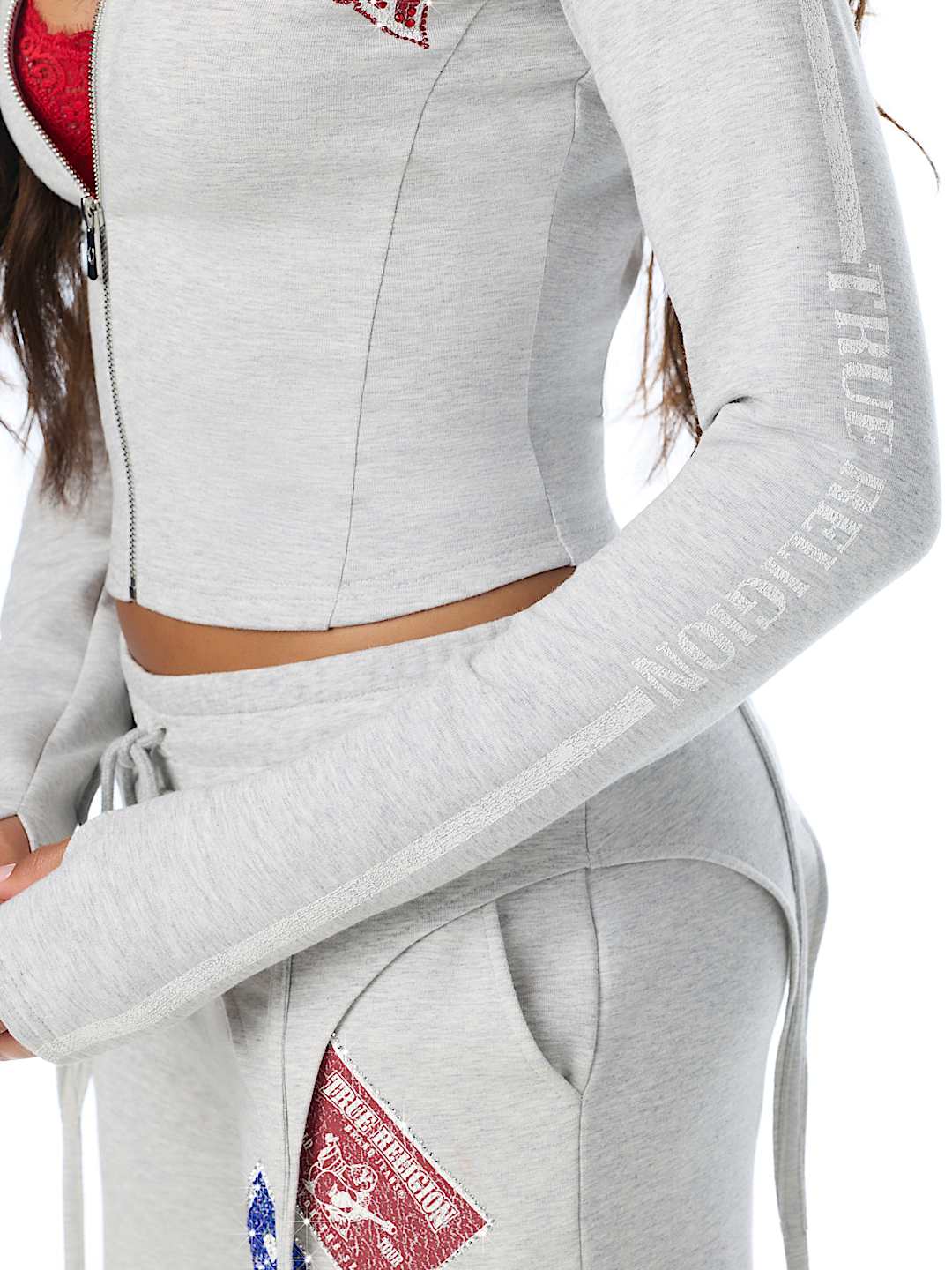CRYSTAL SPORTY ZIP TRACK JACKET