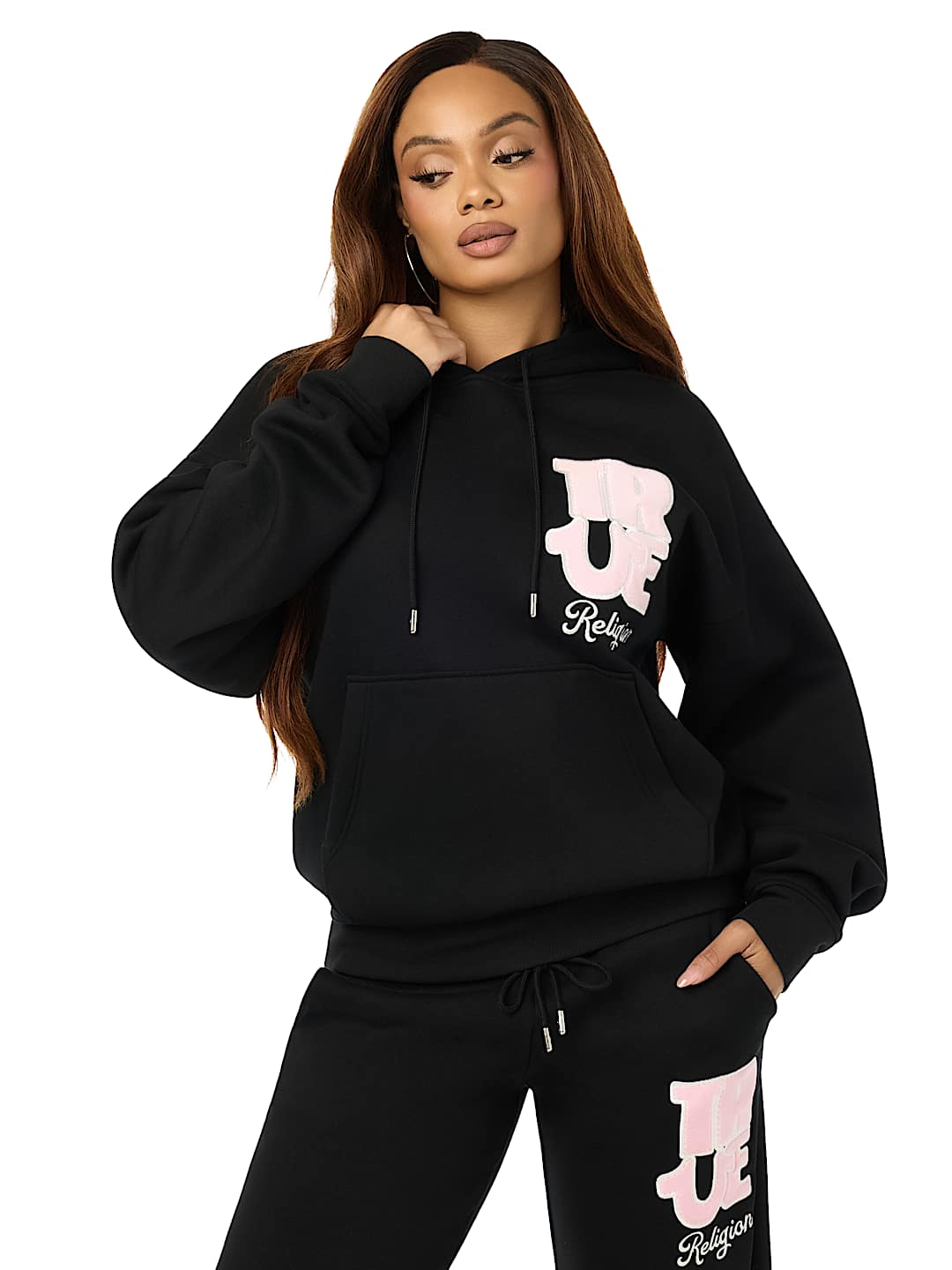 VELVET EMBROIDERED OVERSIZED HOODIE