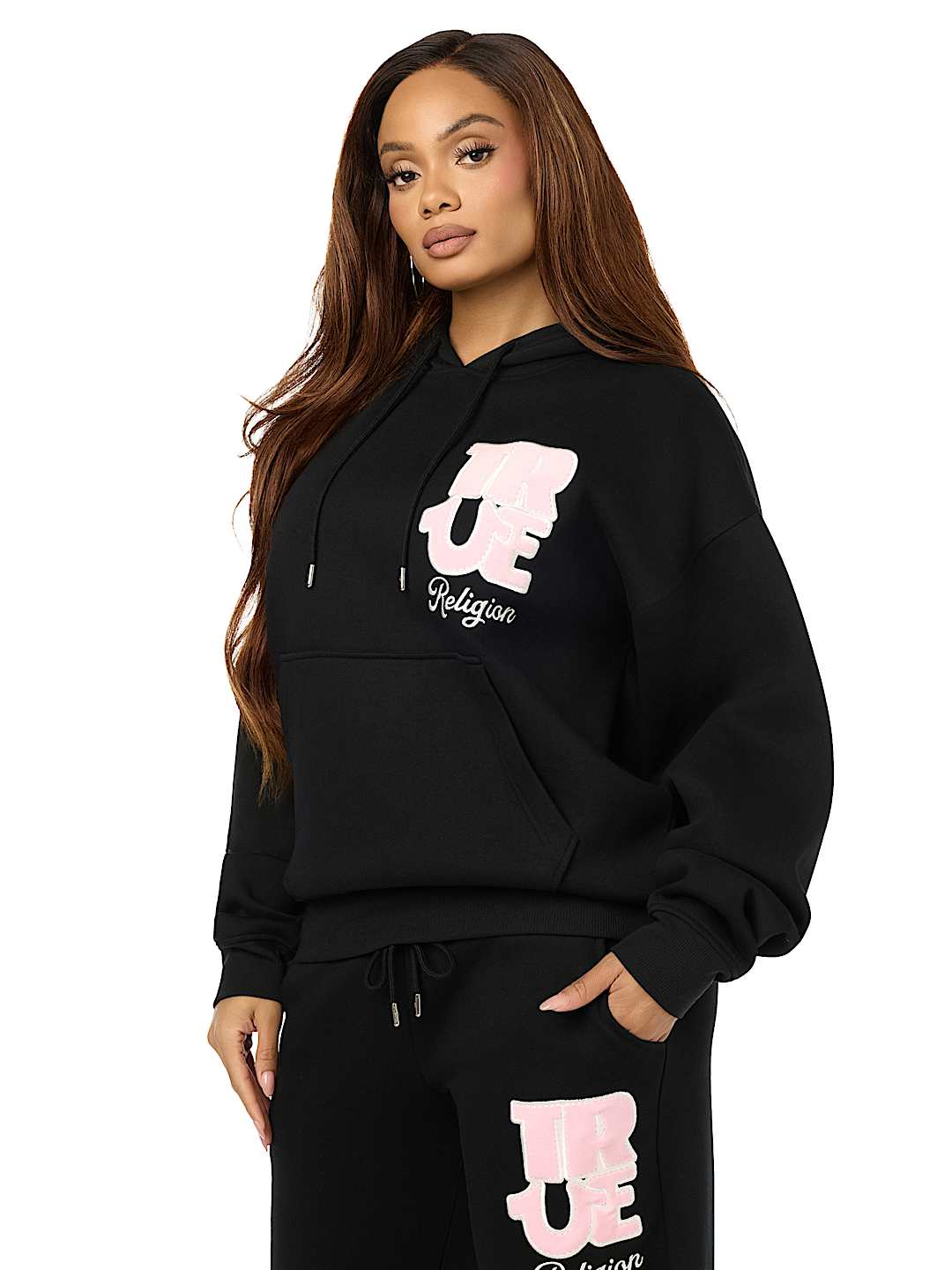 VELVET EMBROIDERED OVERSIZED HOODIE