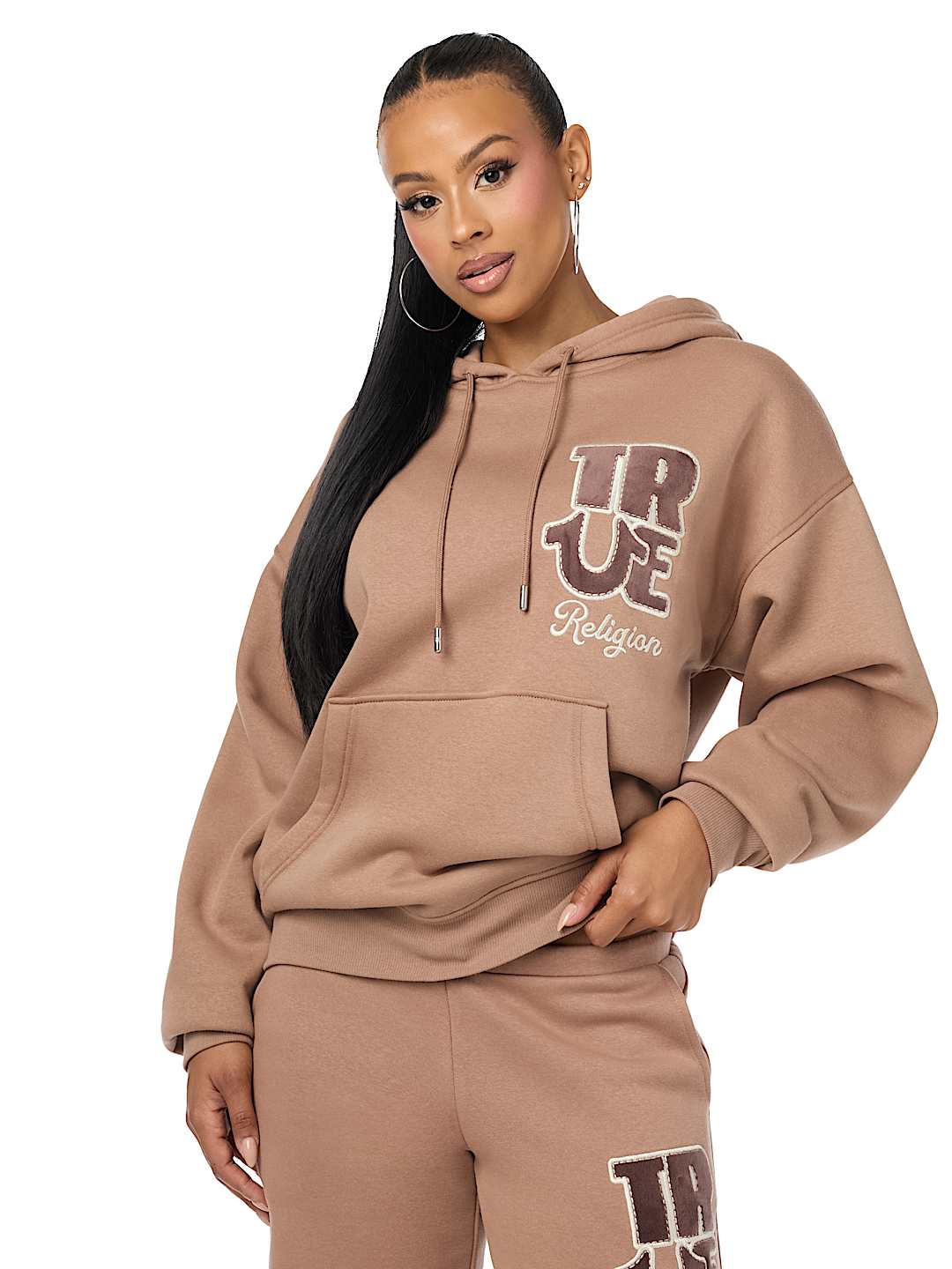 VELVET EMBROIDERED OVERSIZED HOODIE