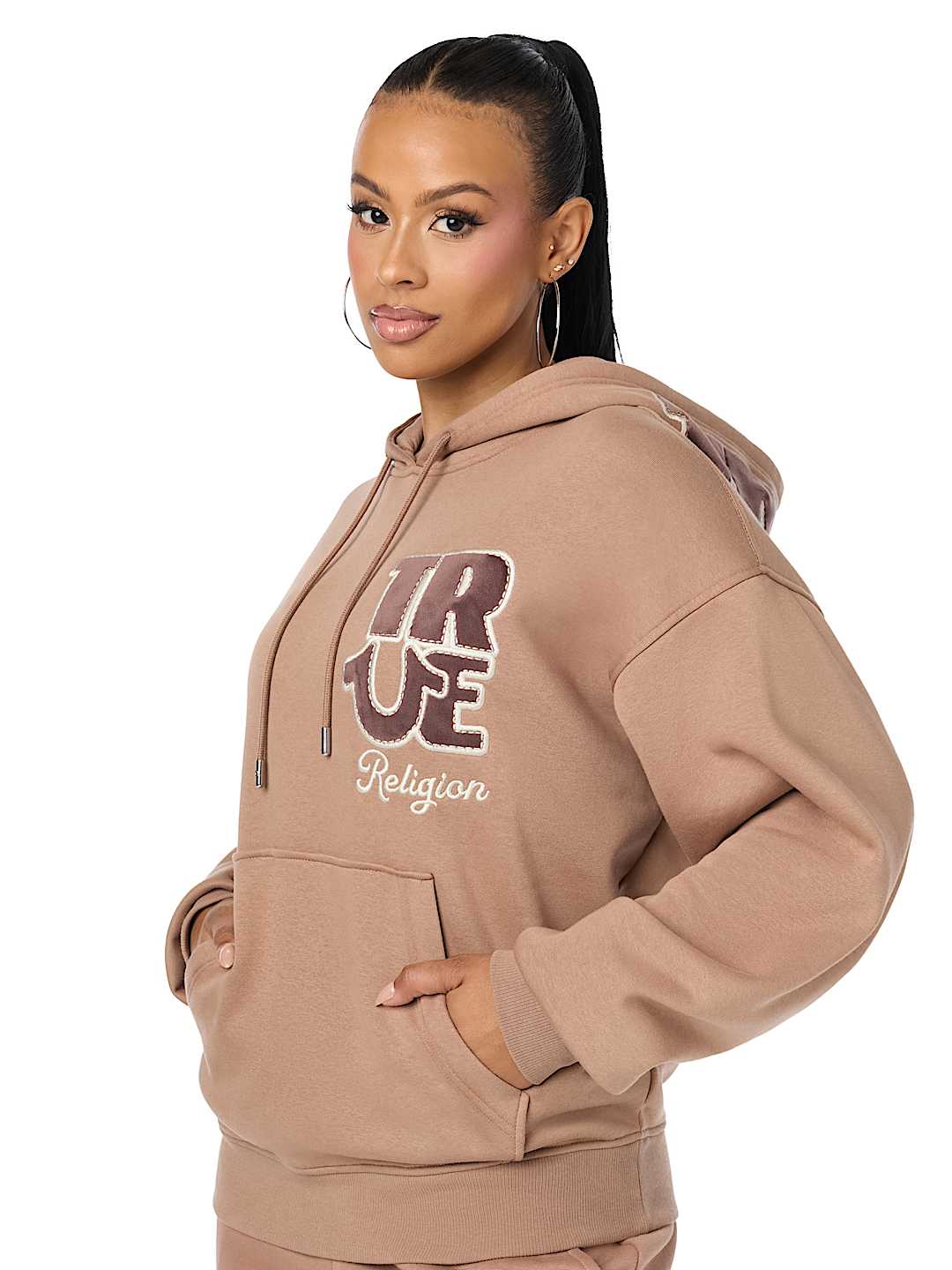 VELVET EMBROIDERED OVERSIZED HOODIE