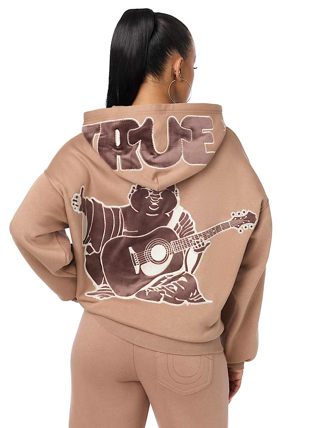 VELVET EMBROIDERED OVERSIZED HOODIE