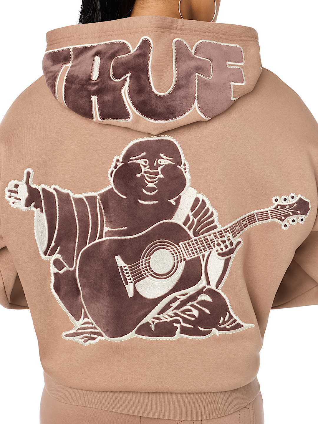 VELVET EMBROIDERED OVERSIZED HOODIE