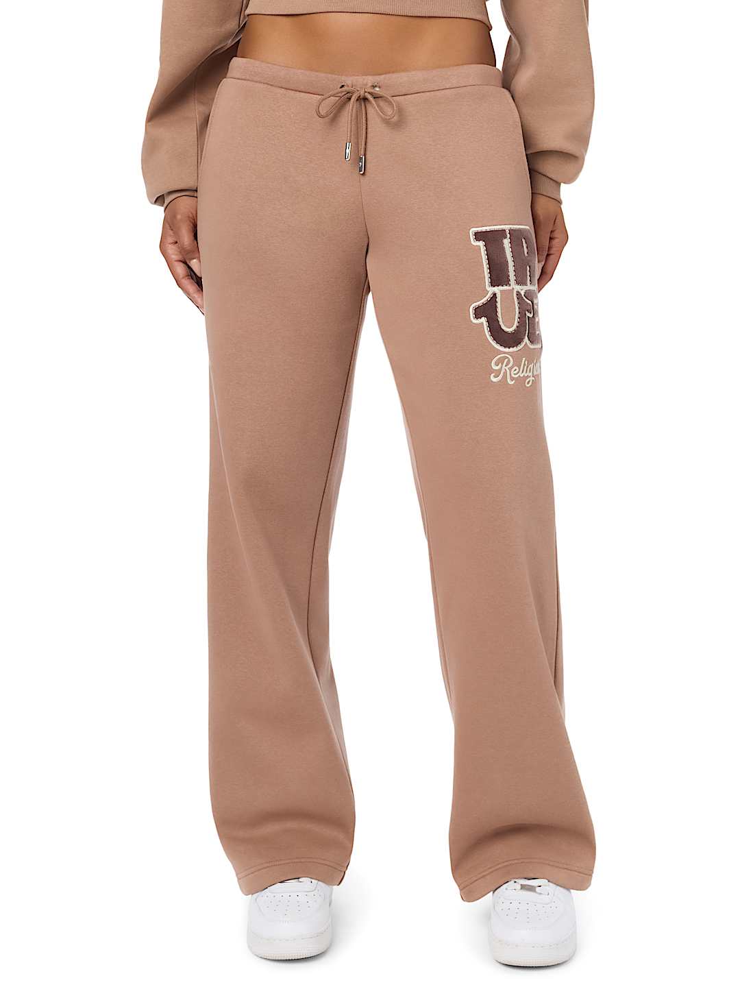 VELVET EMBROIDERED LOW RISE STRAIGHT LEG SWEATPANT