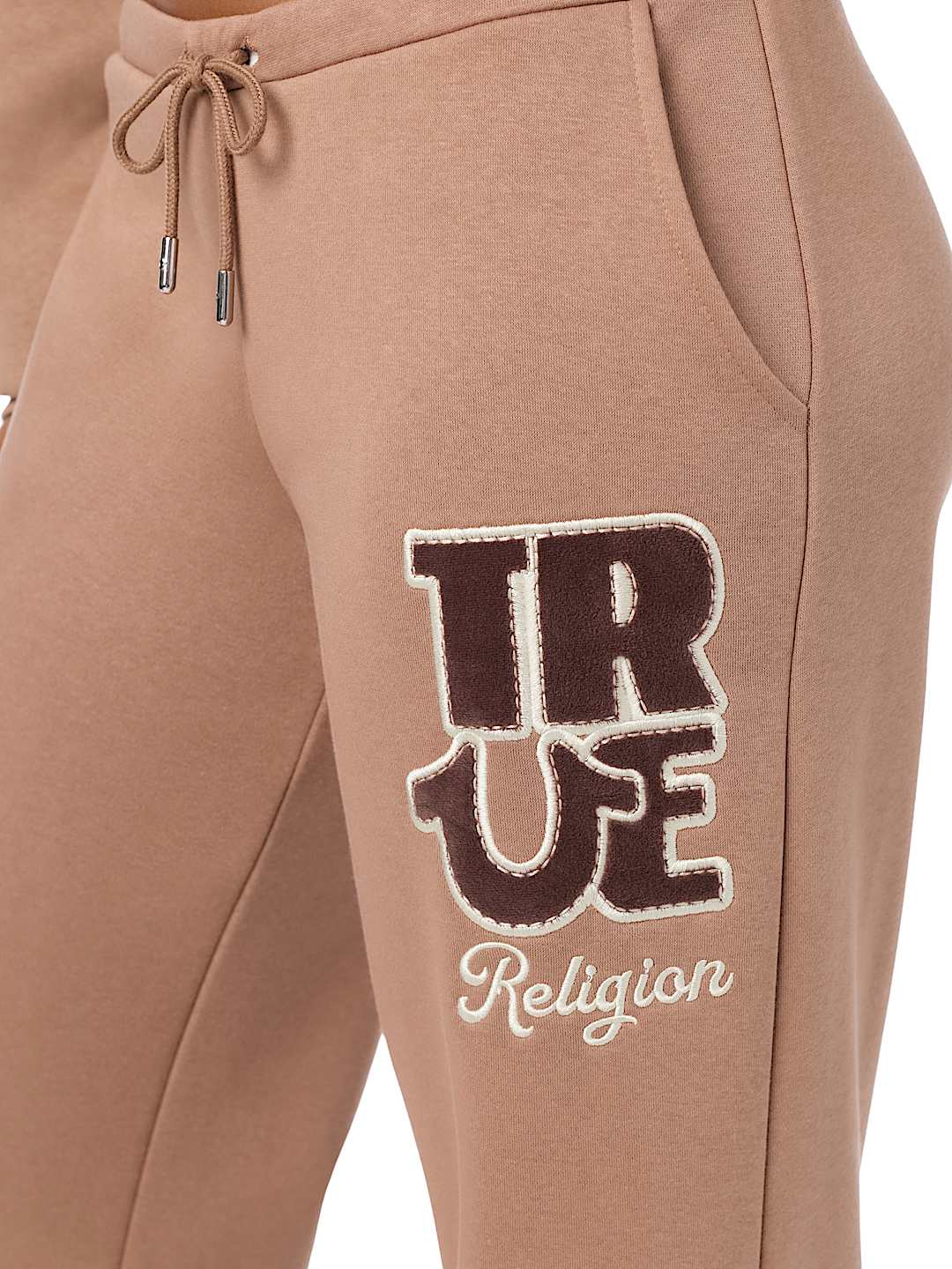 VELVET EMBROIDERED LOW RISE STRAIGHT LEG SWEATPANT