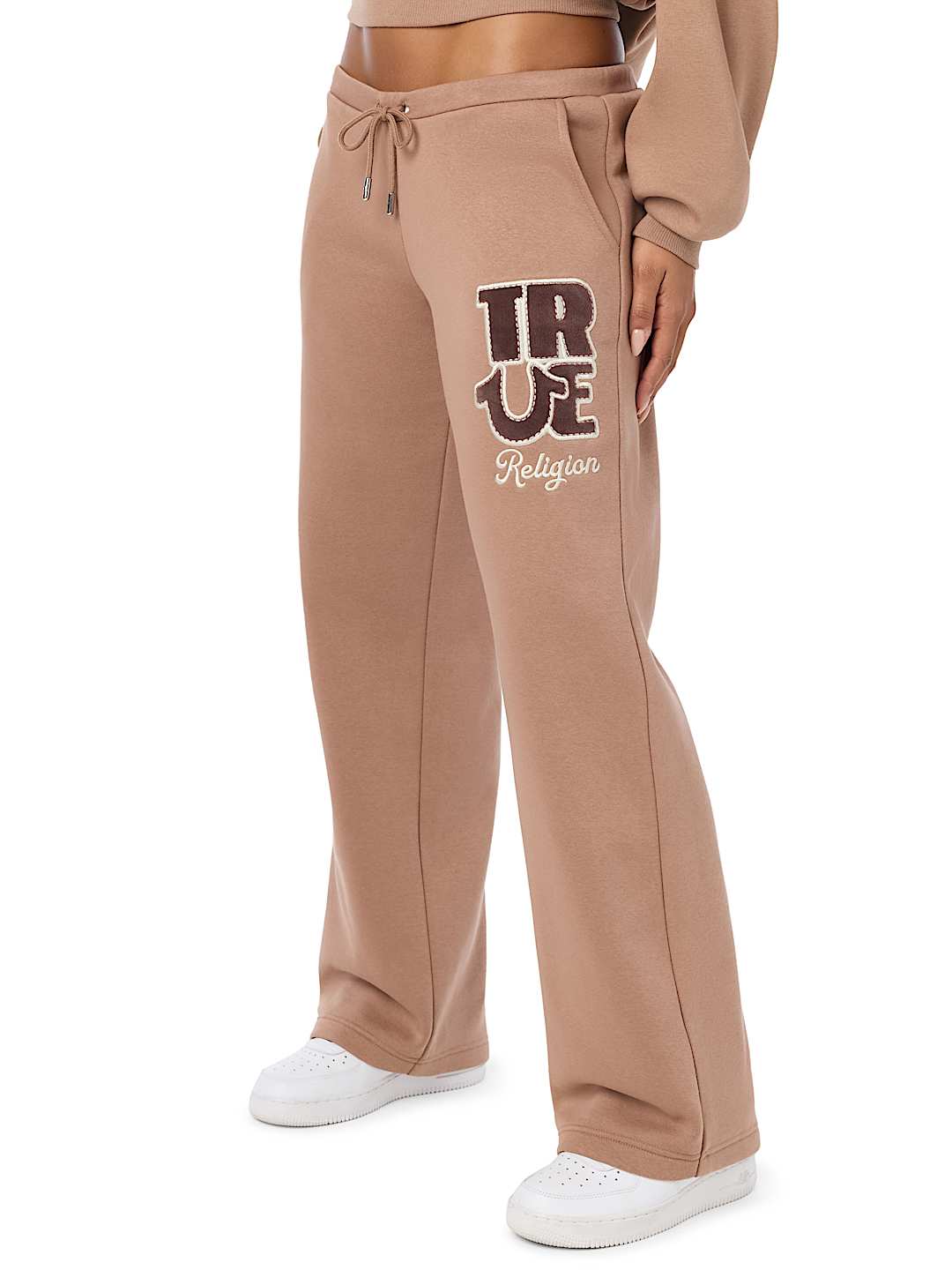 VELVET EMBROIDERED LOW RISE STRAIGHT LEG SWEATPANT