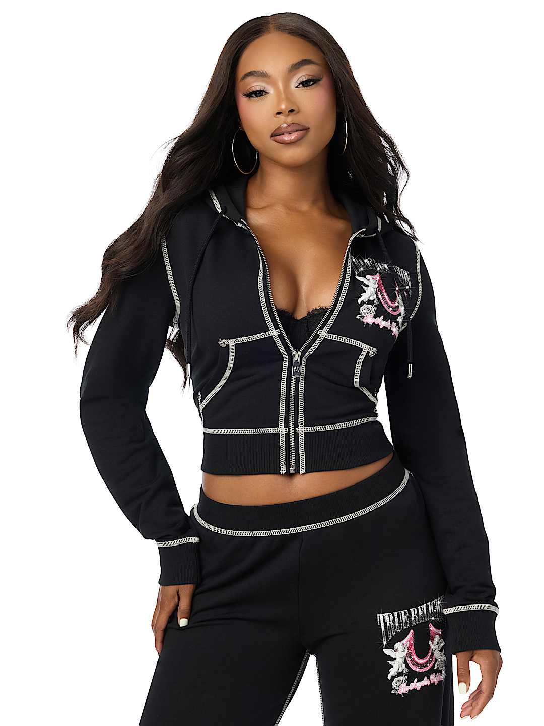 CHROME SHRUNKEN ZIP-UP HOODIE