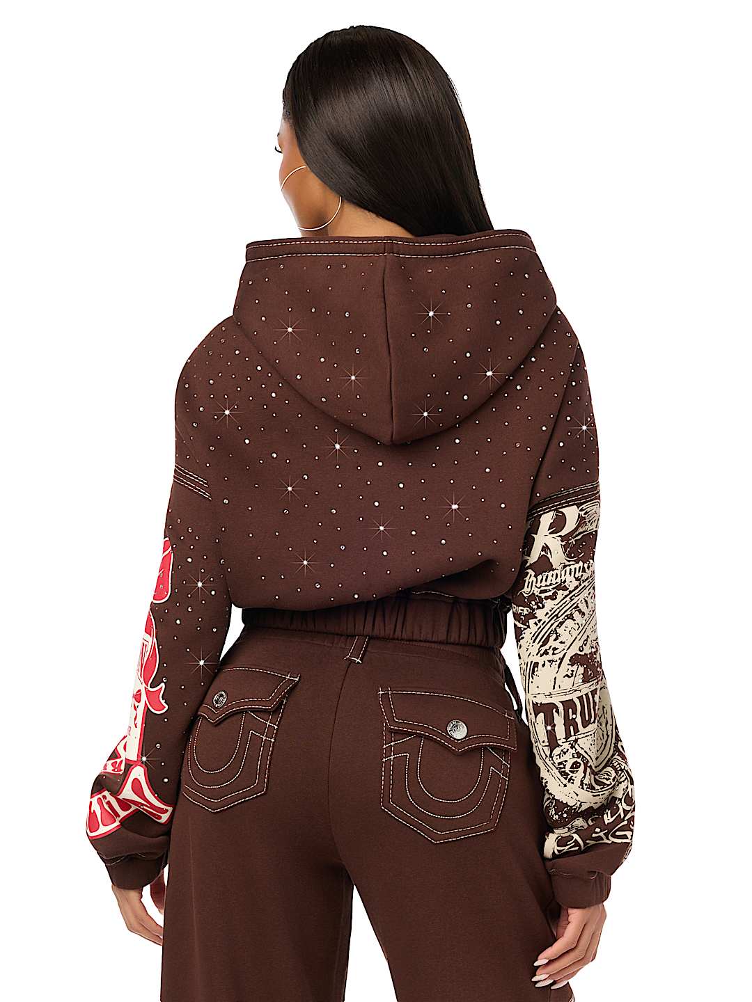 ALLOVER PRINT CRYSTAL BIG T GIRLFRIEND ZIP-UP HOODIE
