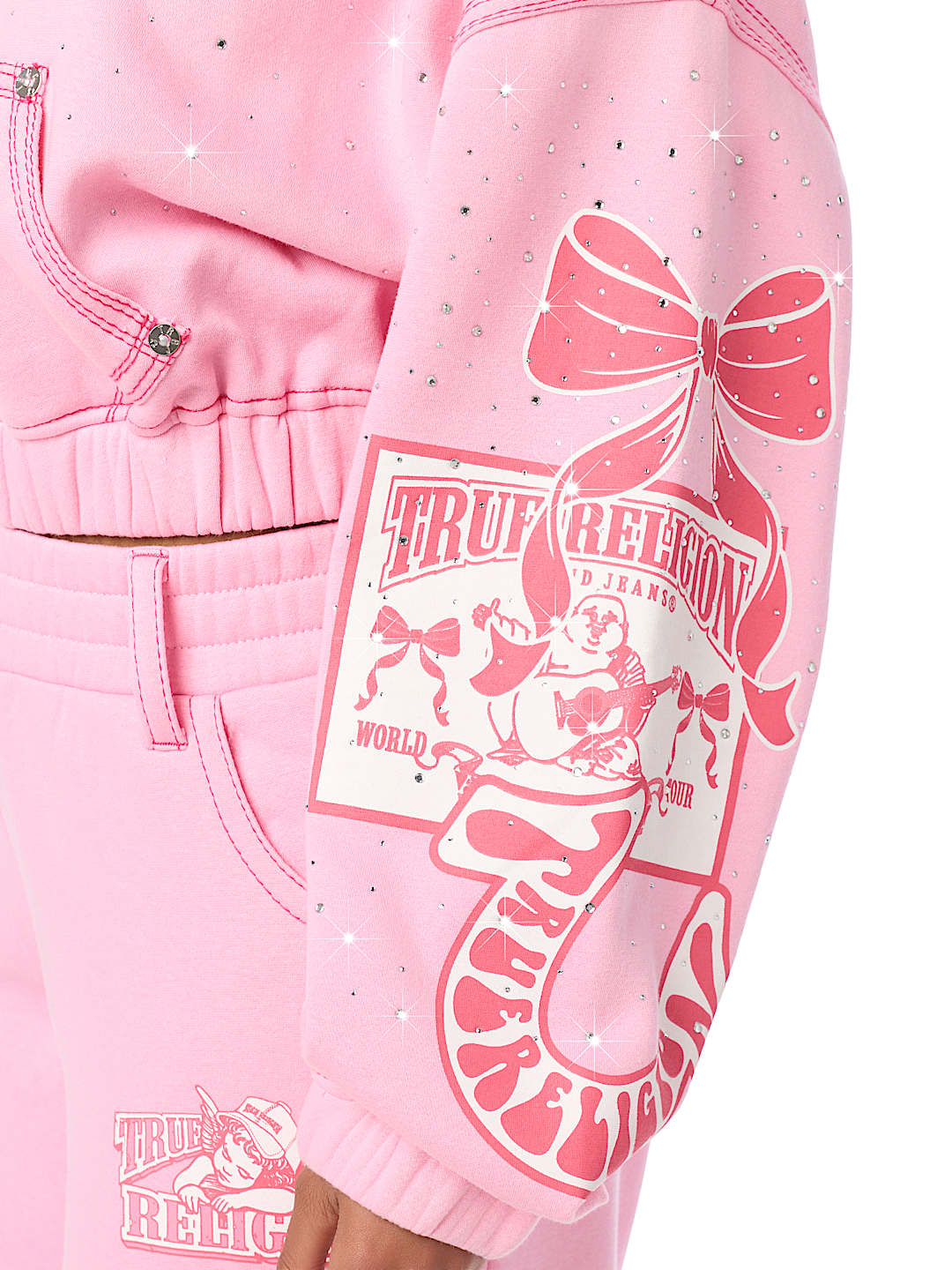 ALLOVER PRINT CRYSTAL BIG T GIRLFRIEND ZIP-UP HOODIE