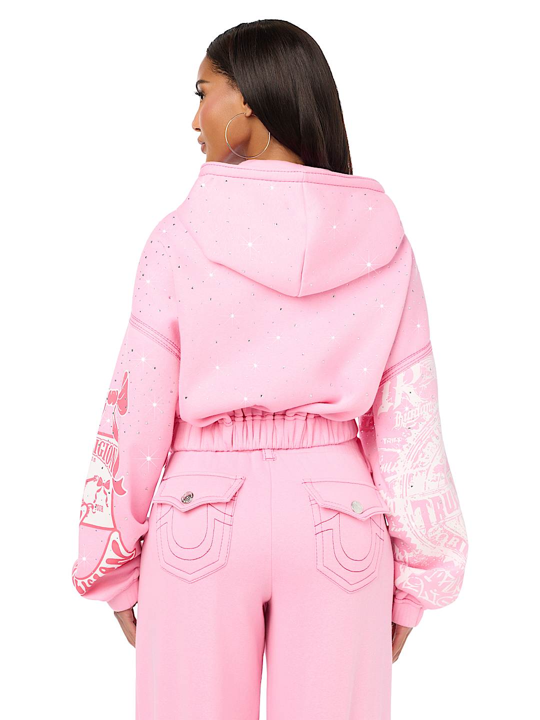 ALLOVER PRINT CRYSTAL BIG T GIRLFRIEND ZIP-UP HOODIE