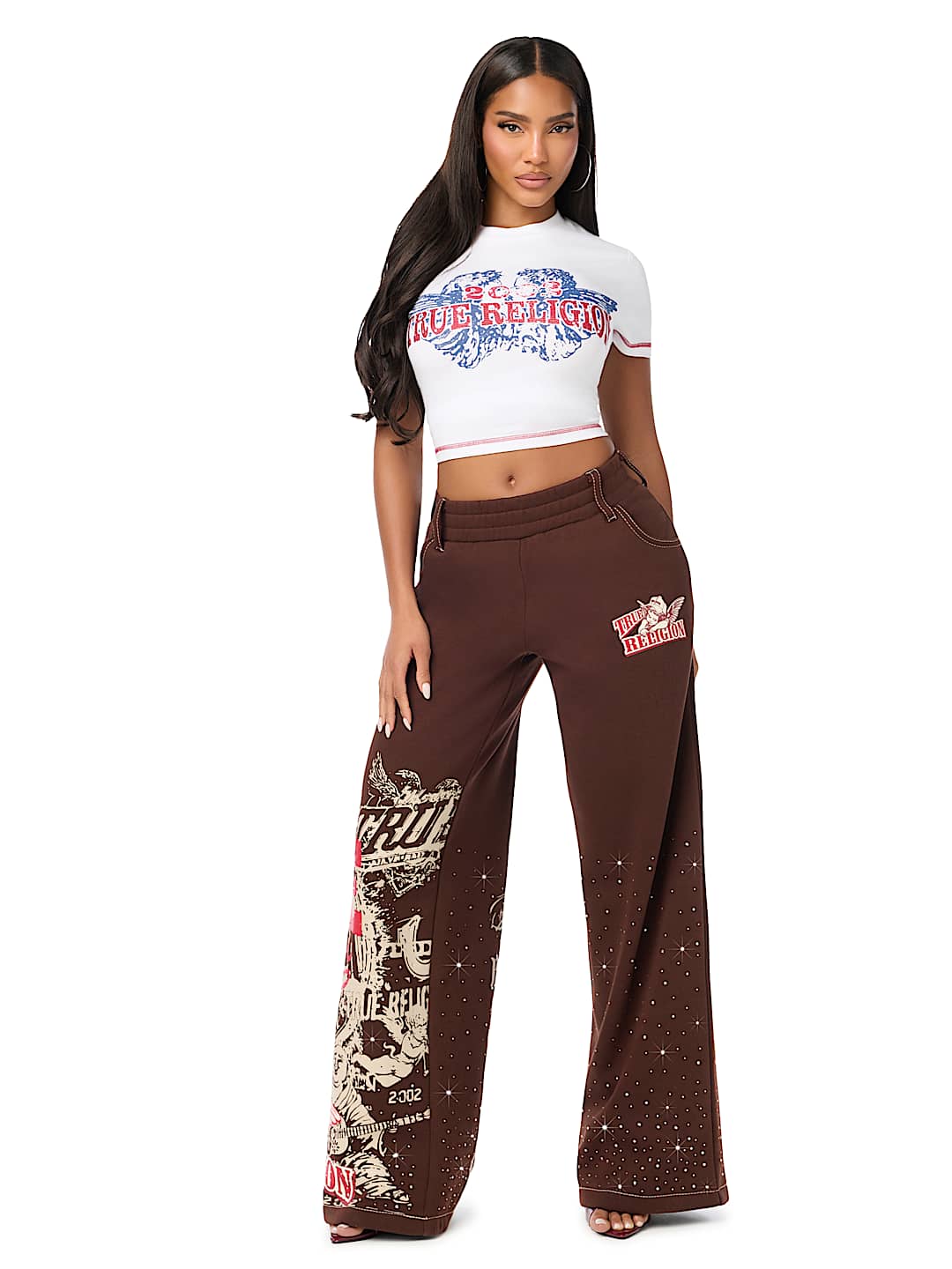 ALLOVER PRINT CRYSTAL BIG T BAGGY SWEATPANT