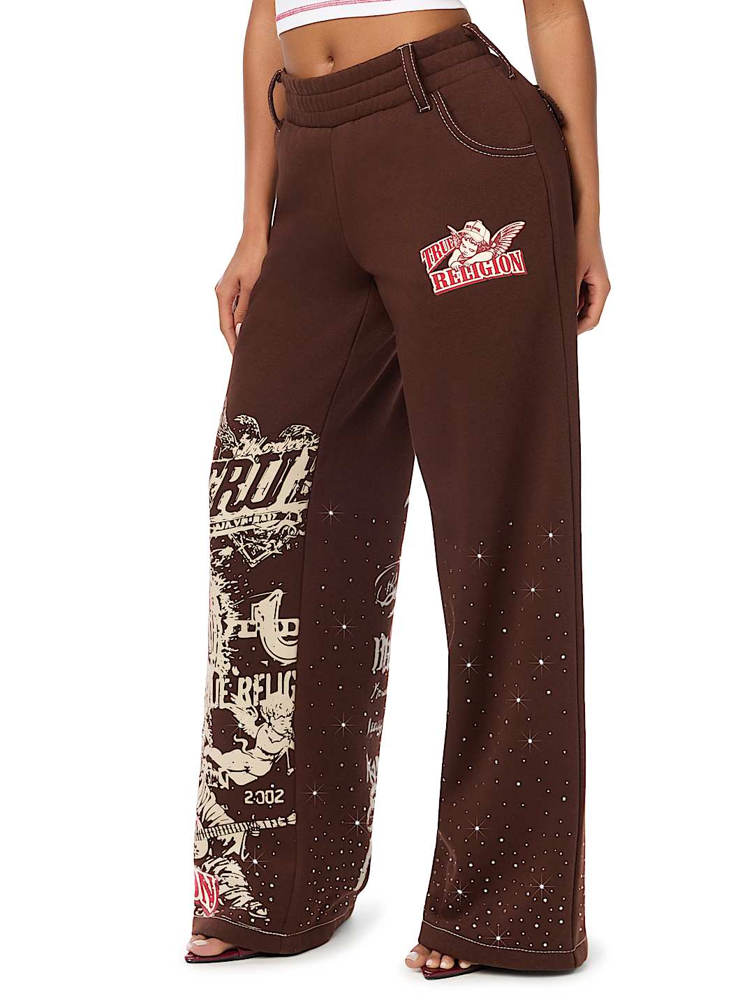 ALLOVER PRINT CRYSTAL BIG T BAGGY SWEATPANT
