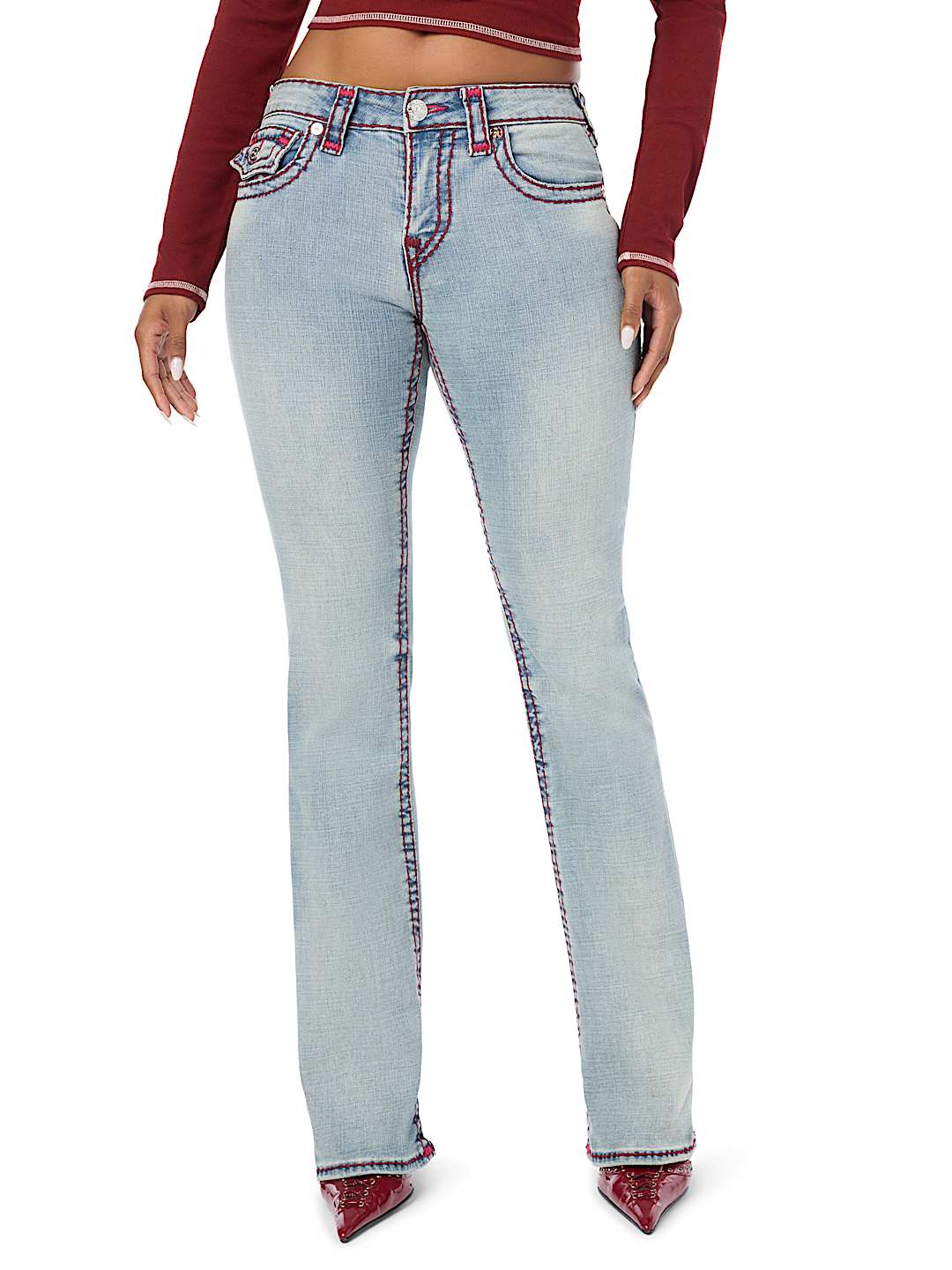 BECCA MID RISE SUPER T FLAP BOOTCUT JEAN