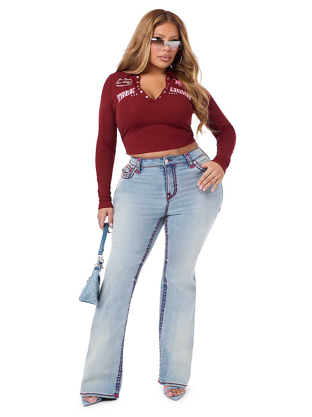 PLUS BECCA MID RISE SUPER T FLAP BOOTCUT JEAN