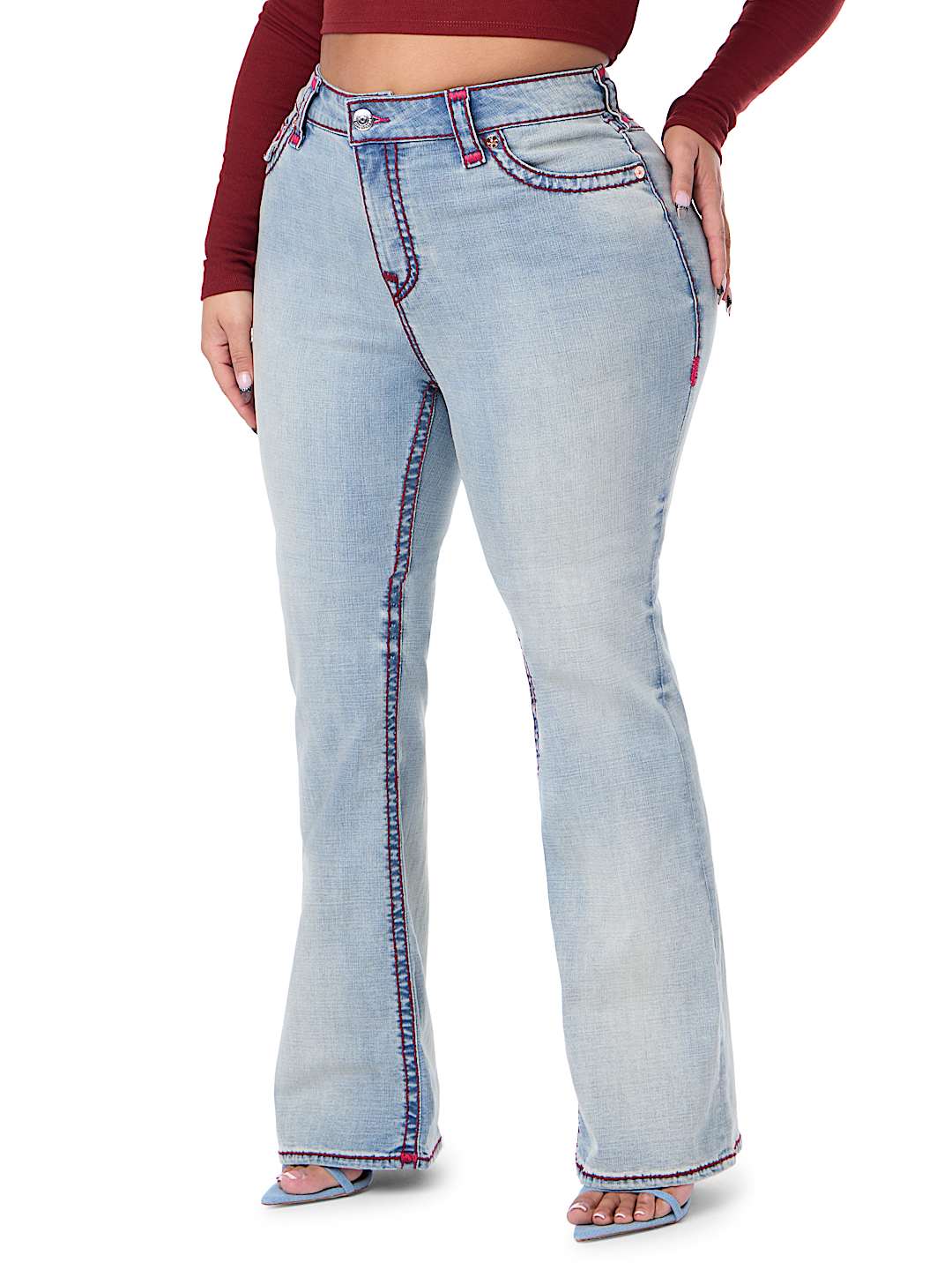PLUS BECCA MID RISE SUPER T FLAP BOOTCUT JEAN