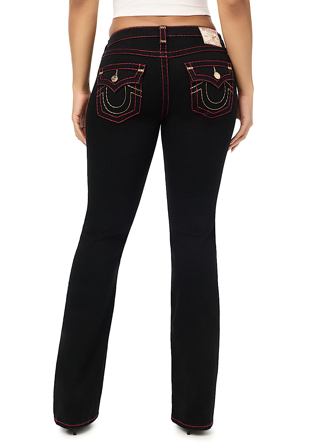 BECCA MID RISE LUREX SUPER T FLAP BOOTCUT JEAN