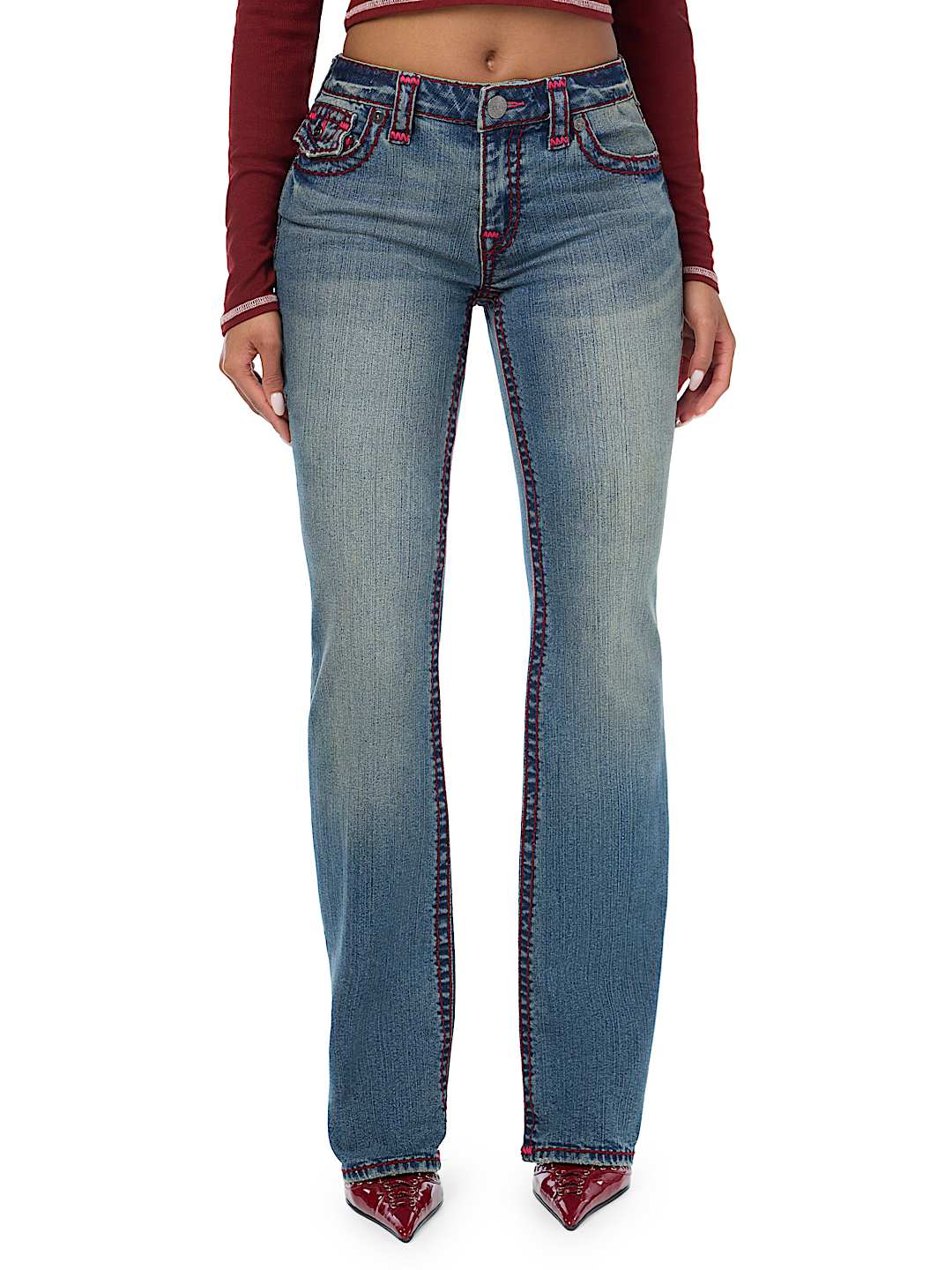  BECCA MID RISE SUPER T FLAP BOOTCUT JEAN
