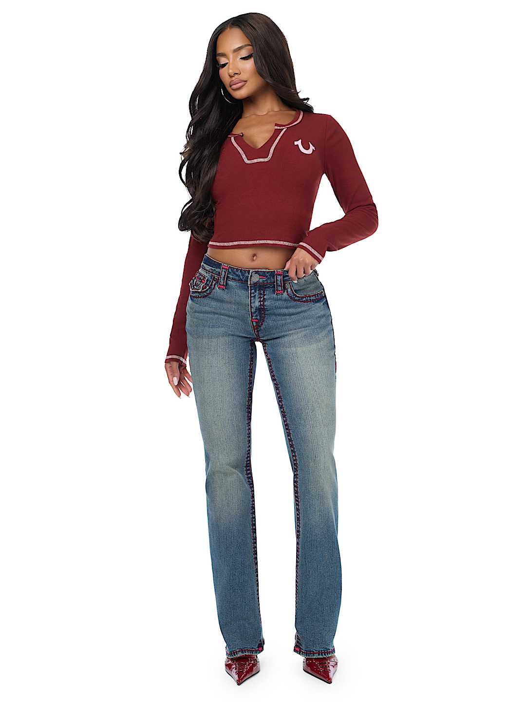  BECCA MID RISE SUPER T FLAP BOOTCUT JEAN