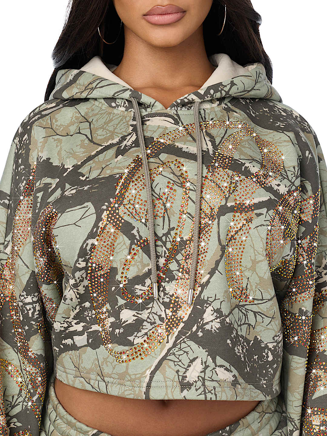 BEDAZZLED CAMO RELAXED HOODIE