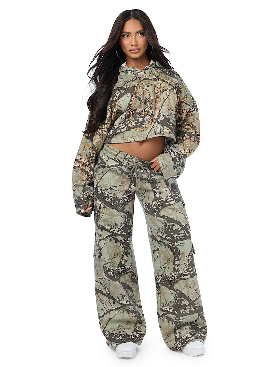 BEDAZZLED CAMO RELAXED HOODIE